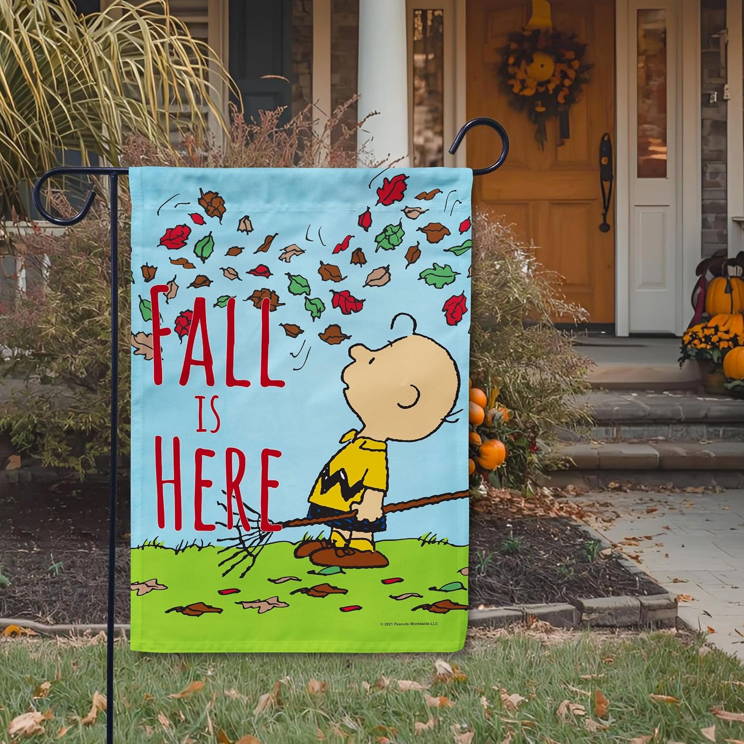 Flagology, PEANUTS Fall is Here – Garden Flag 12" x 18", Officially Licensed PEANUTS®, Fall, Autumn