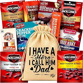 Jerky Gift Basket For Dad Fathers Day Gift, Dad Birthday Gift from Daughter or Son, New Dad Gifts - Food Gift for Dad, Papa Gifts by CraveKraft