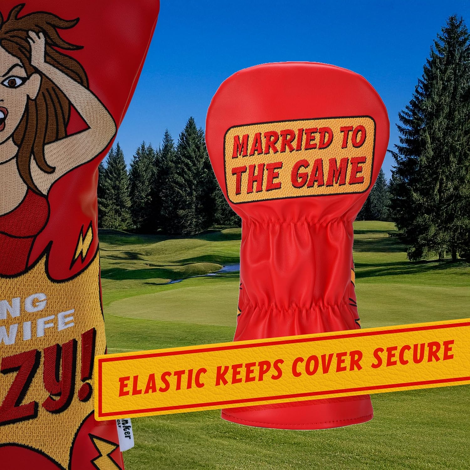 Shanker Golf - Funny Driver Headcover - Driving My Wife Crazy Golf Club Cover - Funny Golf Gift for Men - Tour Grade PU Leather - Soft Velour Lining – Fits All Drivers