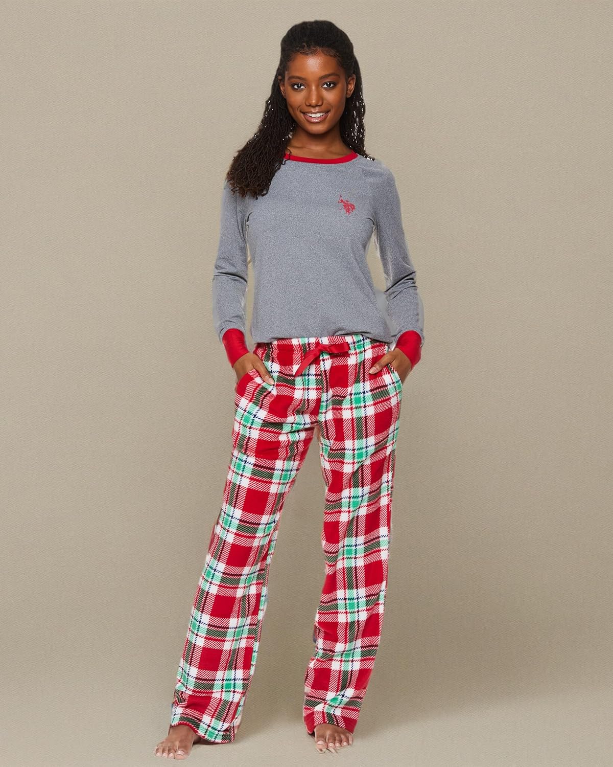 U.S. Polo Assn. Women's 2-Piece Pajama Set, Long Sleeve Top, Pants Valentines Gifts for Her - Image 6