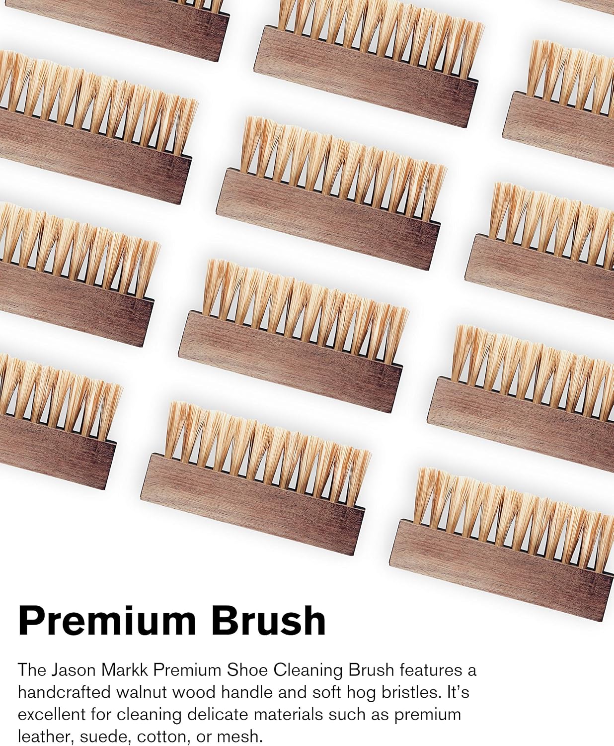 Jason Markk Premium Shoe Cleaning Brush - Handcrafted Walnut Wood Handle - Soft Hog Bristles - Use Wet or Dry - Effectively Cleans Delicate Materials Including Leather, Suede, Cotton, or Mesh : Clothing, Shoes & Jewelry