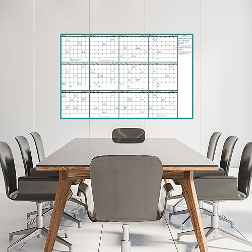 Miniatura 6 de Calendario grande de borrado en seco para pared, calendario de pared de 12 meses sin fecha, 37 x 58 pulgadas, calendario de pared anual de borrado