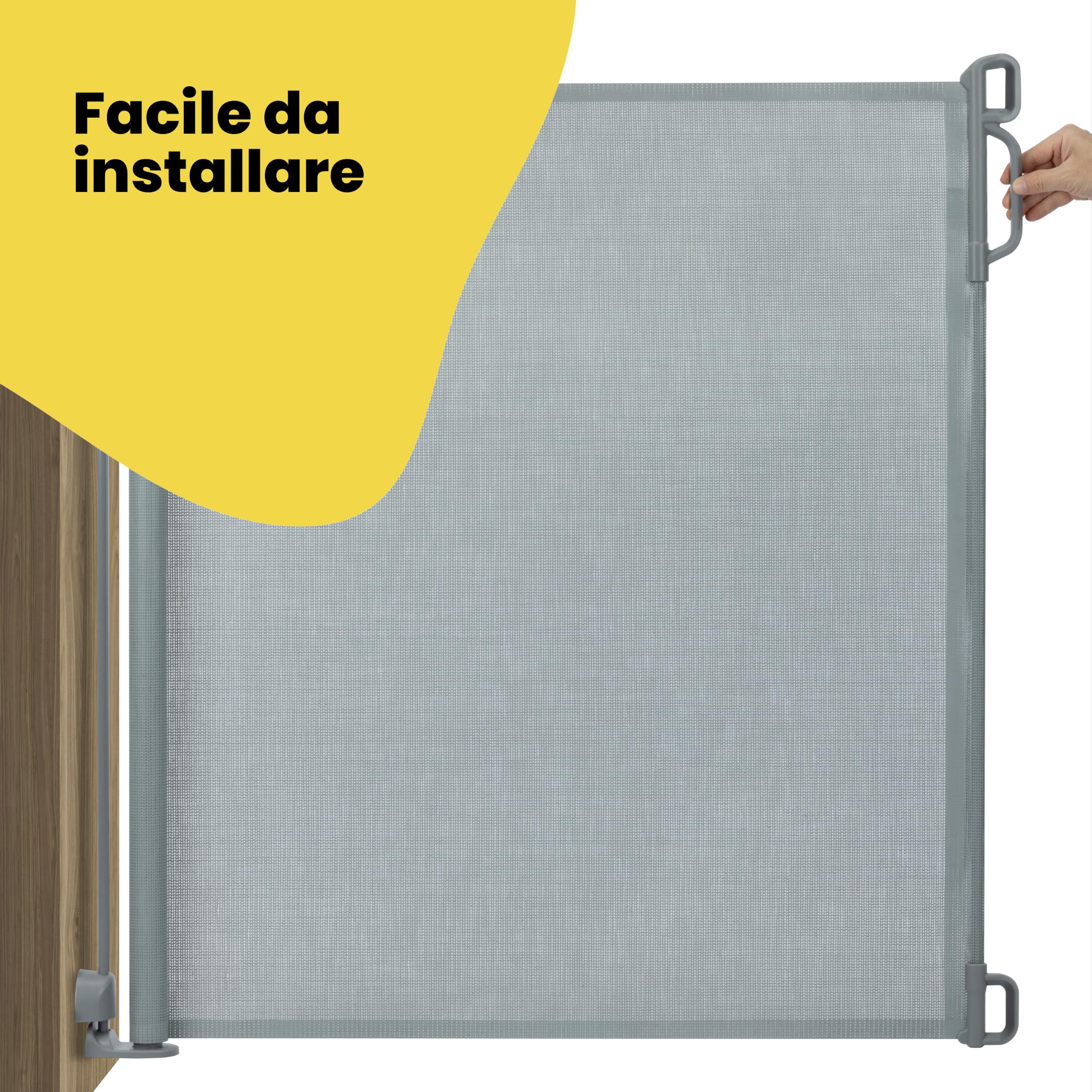 Safety 1st cancelletto estensibile 140 cm, Light Grey | Estensibile fino a 140 cm, cancelletto per bambini regolabile, doppio blocco, installazione rapida