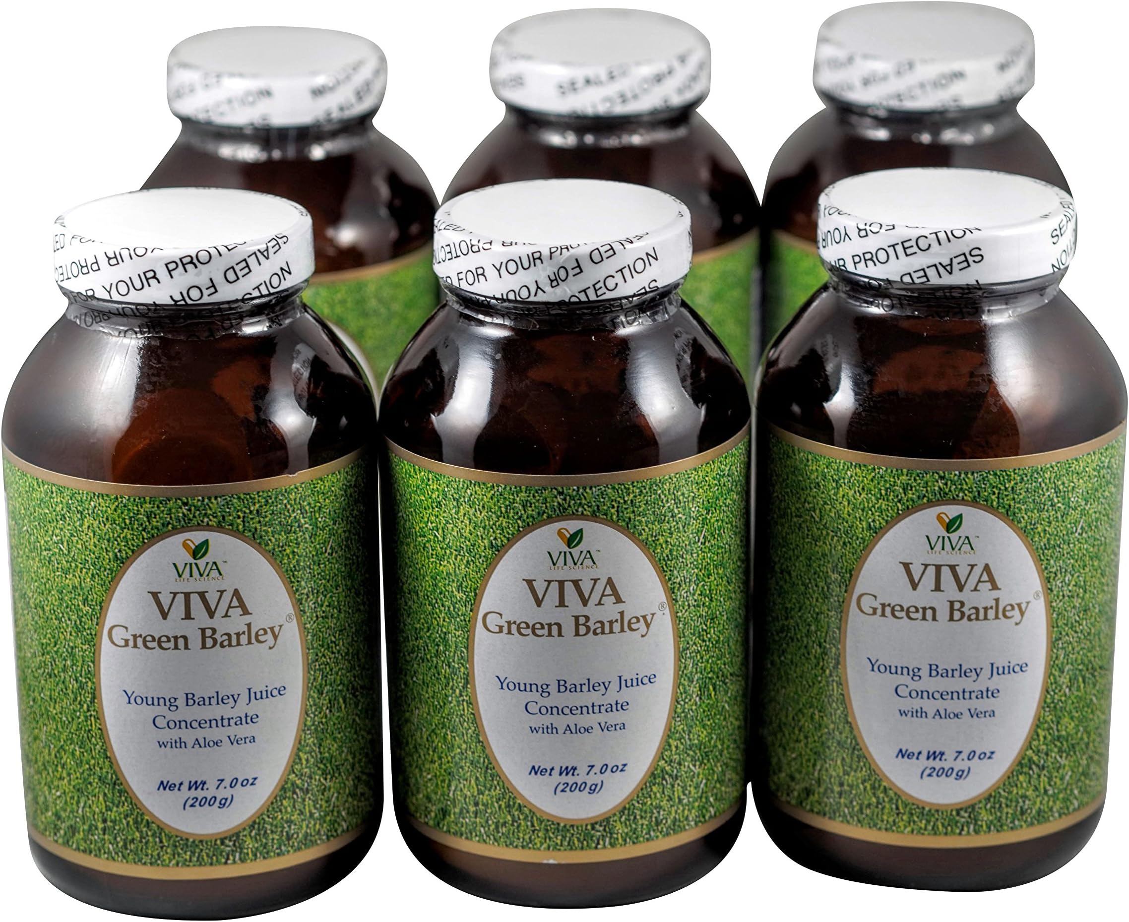 Viva Life Science-Green Barley with Aloe Powder, 7OZ, 6 Bottles