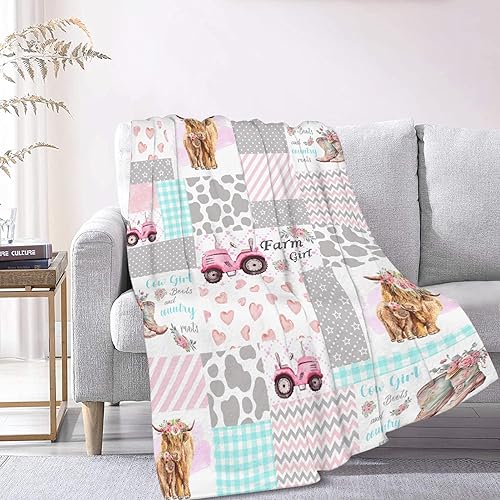 Miniatura 2 de Manta de franela para niña de granja, ultra suave y acogedora, manta de forro polar ligera y mullida, manta de felpa cálida para sofá, cama, 30 x 40