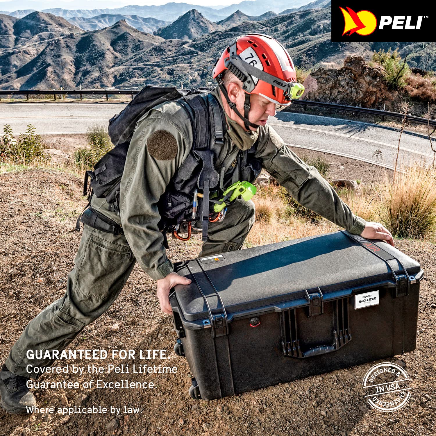 PELI Air 1646 Valigia Large per telecamere cinematografiche, ermetica e a prova di polvere, capacità di 111 litri, prodotta negli USA, senza schiuma, colore: Nero