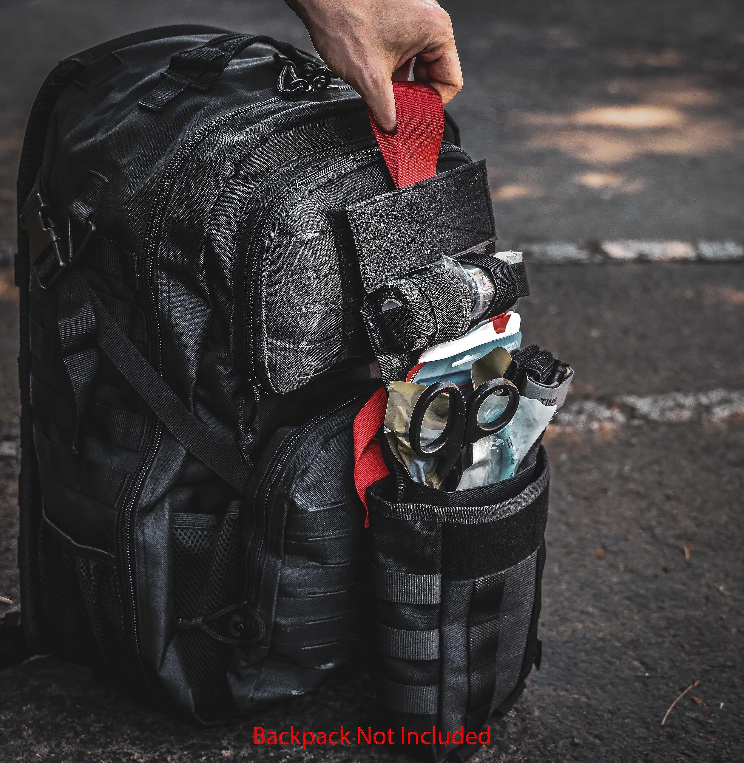 Lightning X Fully Stocked Quick-Draw Tactical IFAK MOLLE First Aid Kit w/Red Tab Technology LXPB70-SKK - Black