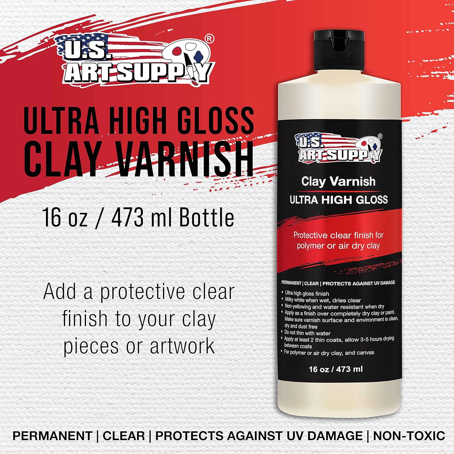 U.S. Art Supply Pouring Masters 16 Color Acrylic Pouring Paint 8 Ounce Set with Silicone Oil & Gloss Medium with 16 Ounce High Gloss Pouring Paint Art Topcoat & Clay Varnish