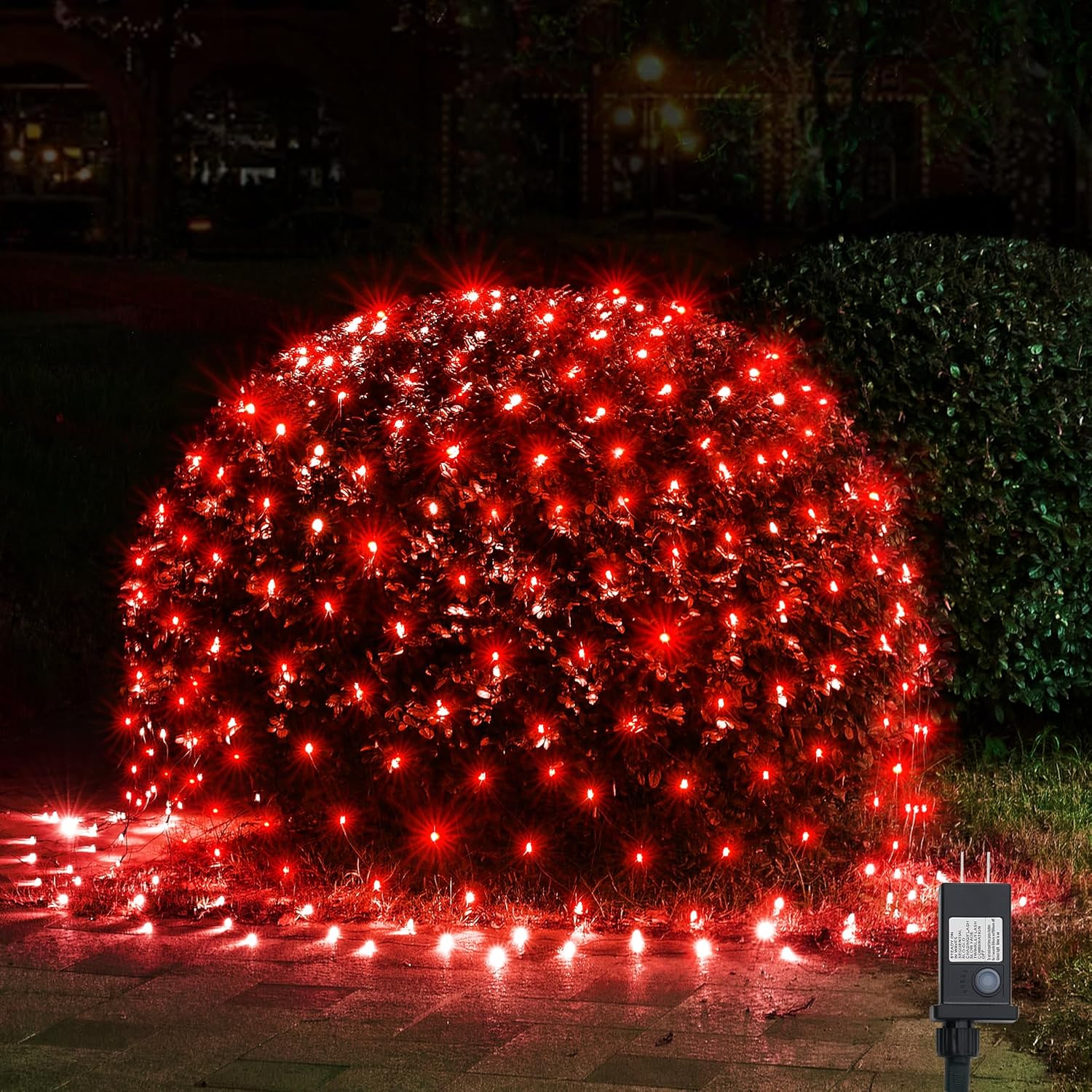 wbao christmas net lights, 360led 11.5ft x 6.9ft christmas lights with 8 modes, timer, end to end connectable, waterproof design for lawn, bushes, trees outdoor xmas decorations, red red 360led