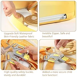 Mambobaby Float Add Tail Baby/Infant Swim Float with Canopy, Non-Inflatable Solid Upgrade Soft Waterproof Skin-Friendly Leather Material (Global Limited Edition Gold)