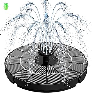 Solar Springbrunnen, 2026 Neue 3.5W Solar Teichpumpe mit 2000mAh Batterie, 7 Effekte & 4 Fixe Rohre Solar Wasserpumpe, Solar Schwimmender Solarbrunnen für Garten, Vogel-Bad