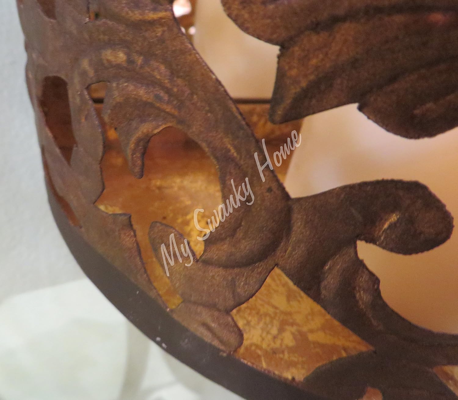 MY SWANKY HOME Demilune Acanthus Leaf Gold Domed Wall Sconce | Pillar Candle Romantic