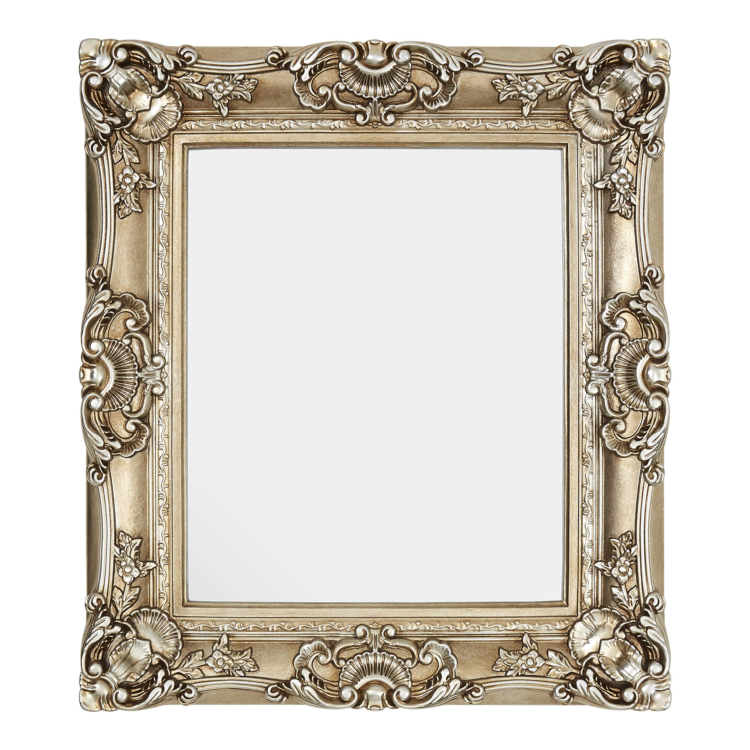 Square Ornate Wall Mirror - Champagne Finish - Slim Mirror - Hallway Mirror - H15 x L98 x W86 cm