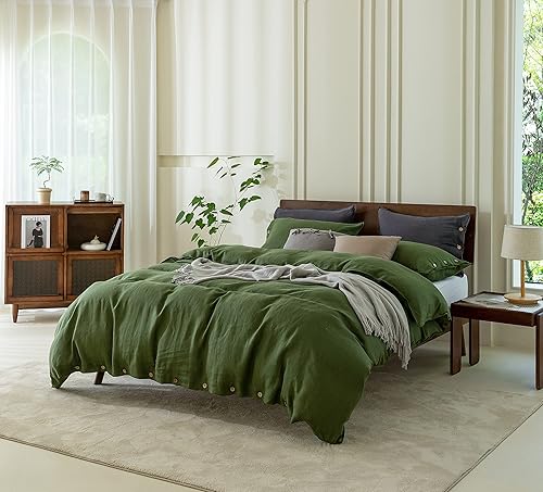 Miniatura 2 de EVERLY Juego de funda de edredón de 100 % lino puro, tamaño Queen de 90 x 90 pulgadas, 3 piezas (1 funda de edredón, 2 fundas de almohada), suave y