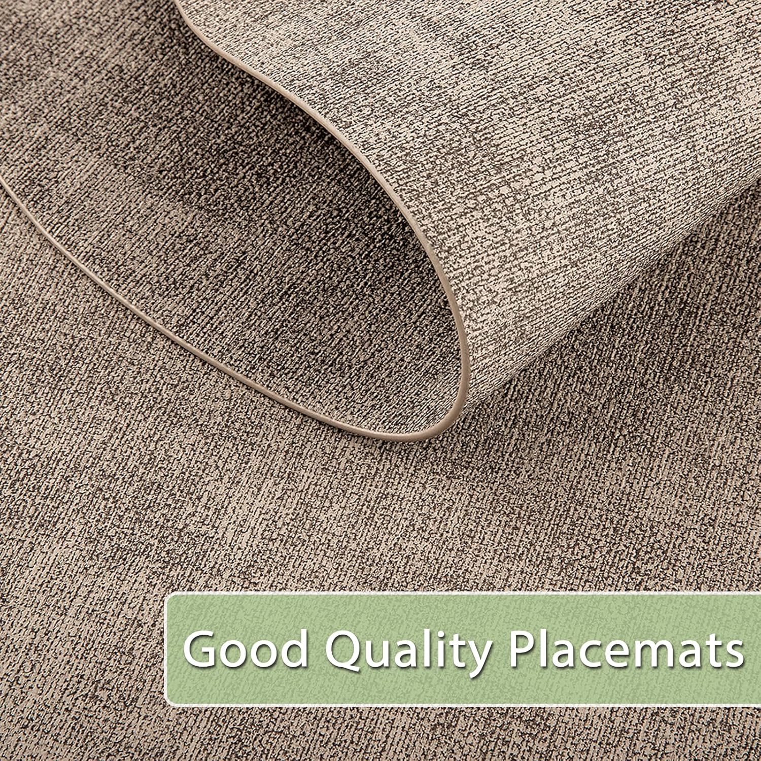 Placemats Set of 8 Non Slip, Heat Resistant Oval Faux Leather Place mats Double Layer, Waterproof Table Mats Easy to Clean for Kitchen Dining Room Coffee Office Table, Apricot