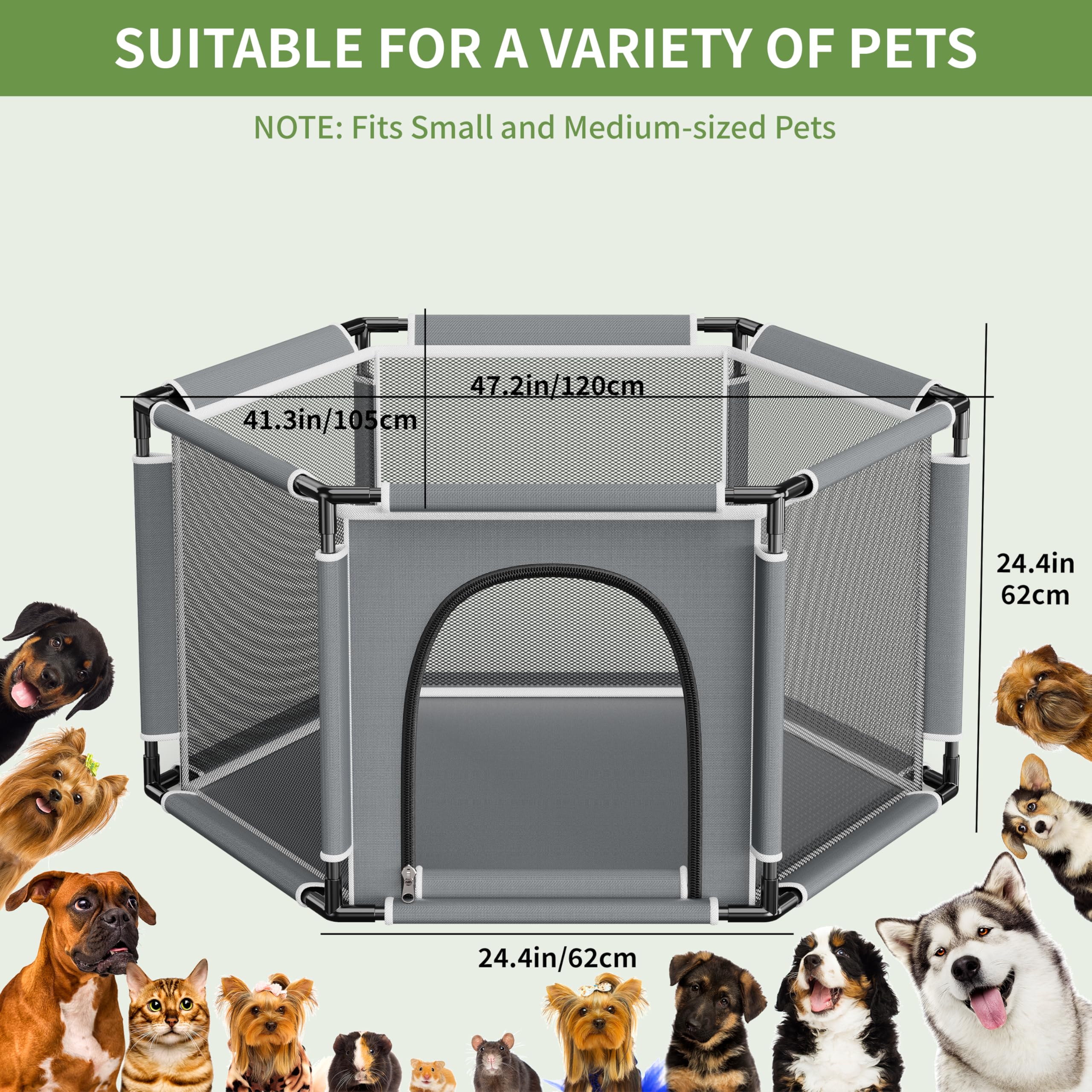 Sechseckige Welpenkiste für extra hohe Hundewelpen, Laufstall für große und kleine Rassen, Welpen-Zubehör, unverzichtbar für Hunde, Welpen, 122 x 65 cm (PVC-Rohr) | Welpen-Laufstall für große und kleine Rassen, Welpen-Zubehör, unverzichtbar für Hunde, Wel
