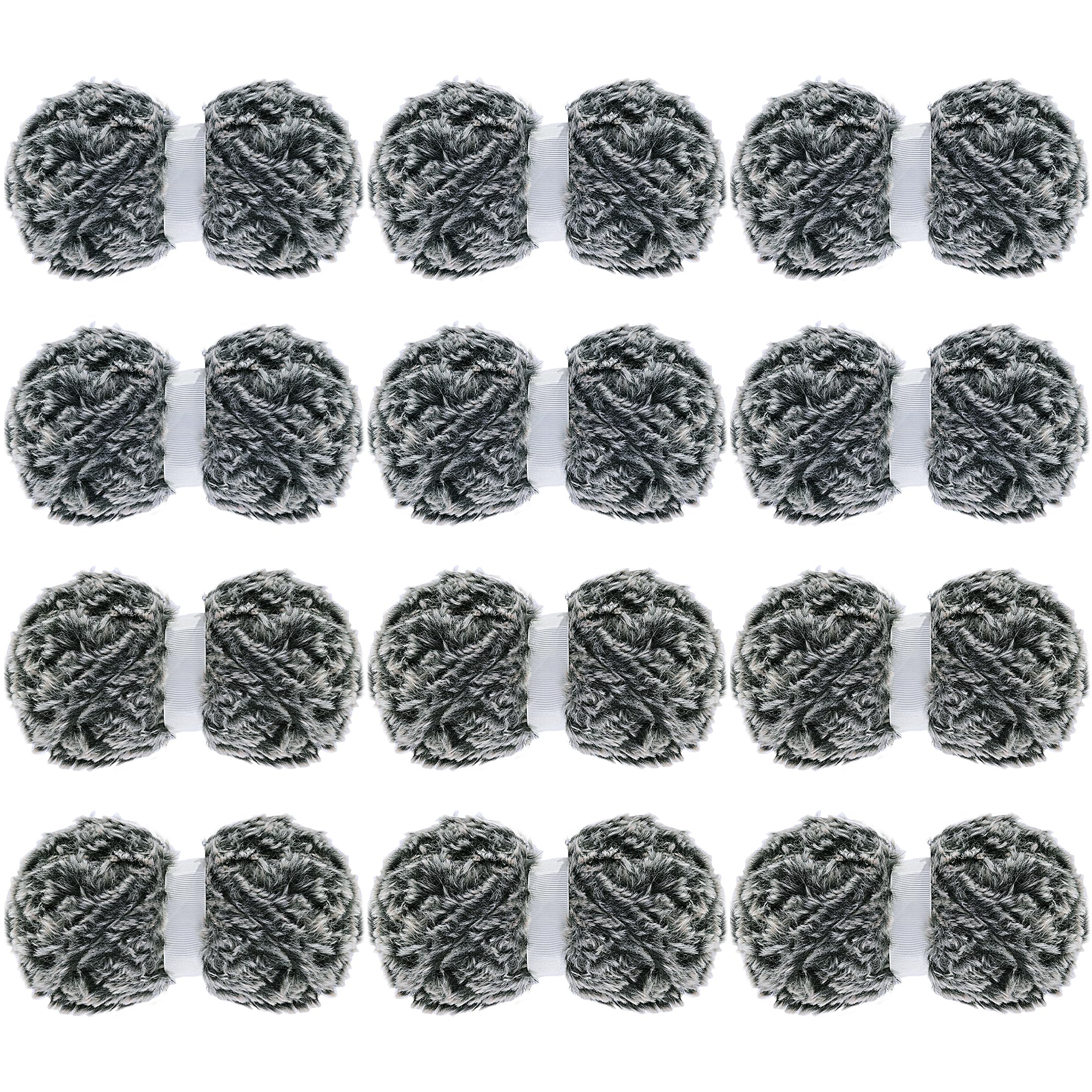 HOMBYS 12 Skeins Super Soft Faux Fur Yarn for Crocheting,Chunky Fluffy Furry Yarn for Knitting Projects,Dark Grey Bulky Eyelash Yarn,Total 264 Yards, Each 22 Yards and 50 Grams