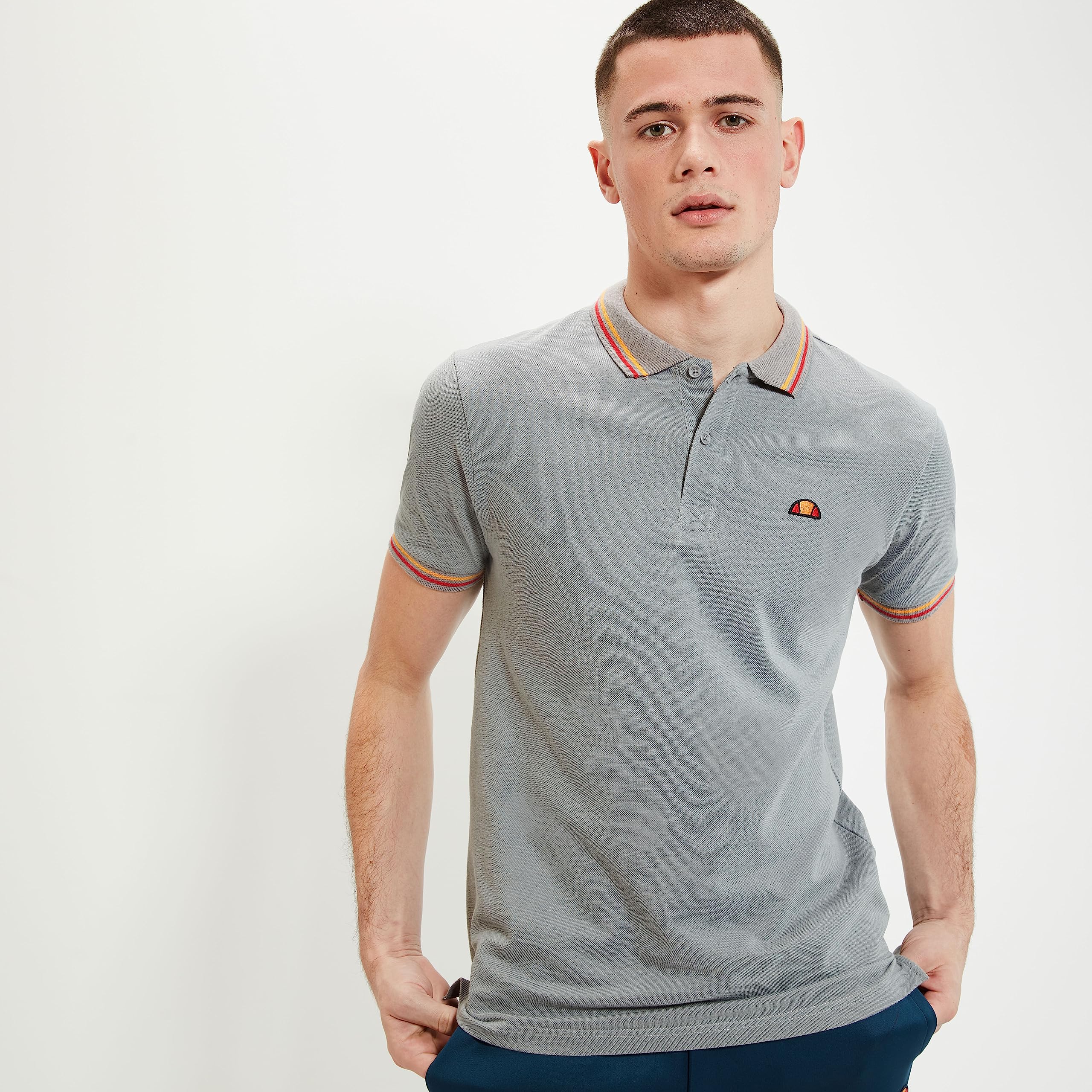 Ellesse Men's Rooks Polo Shirt, Grey, XS UK