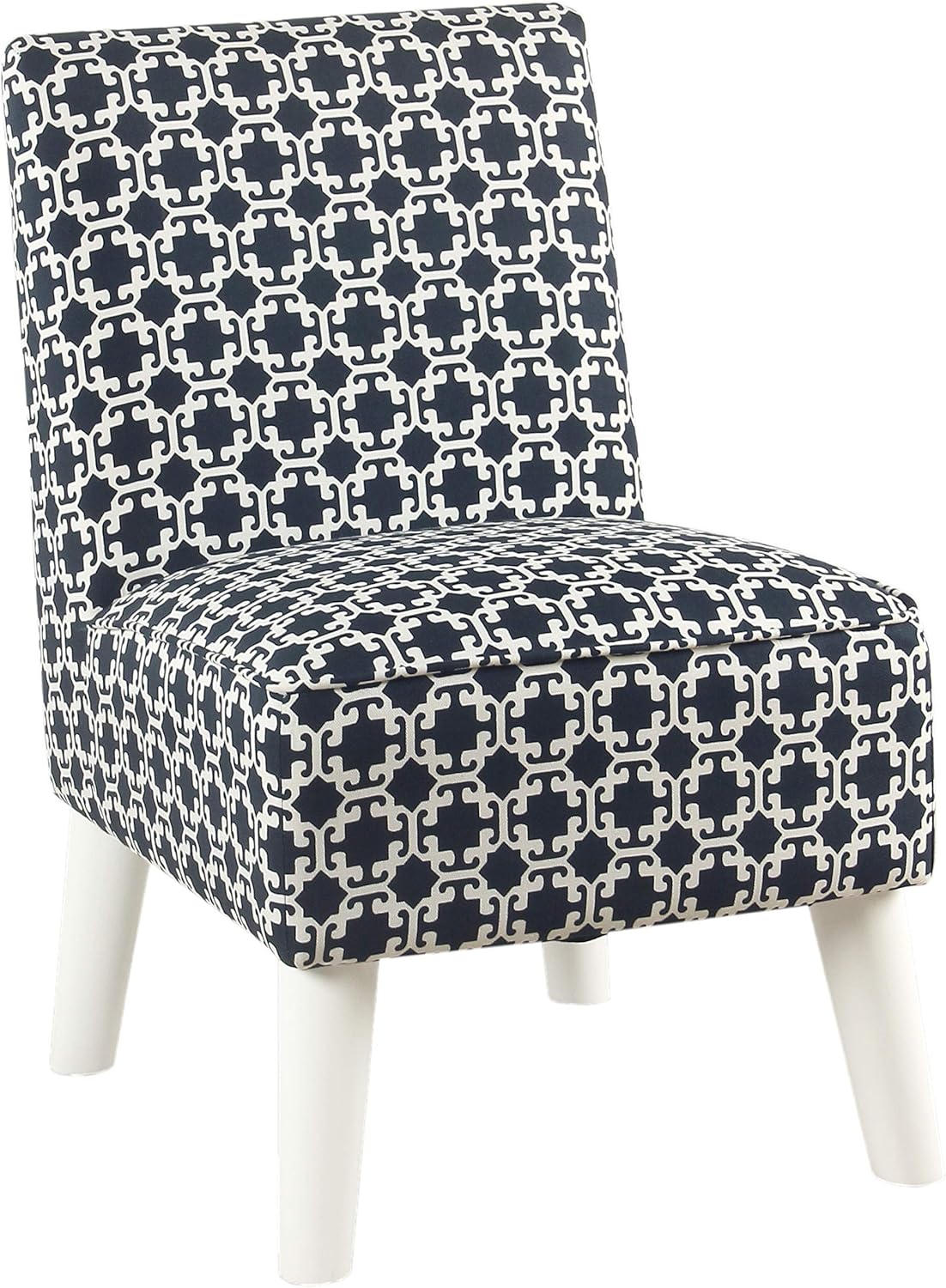 HomePop Youth Modern Armless Slipper Chair, Pink and White Lattice