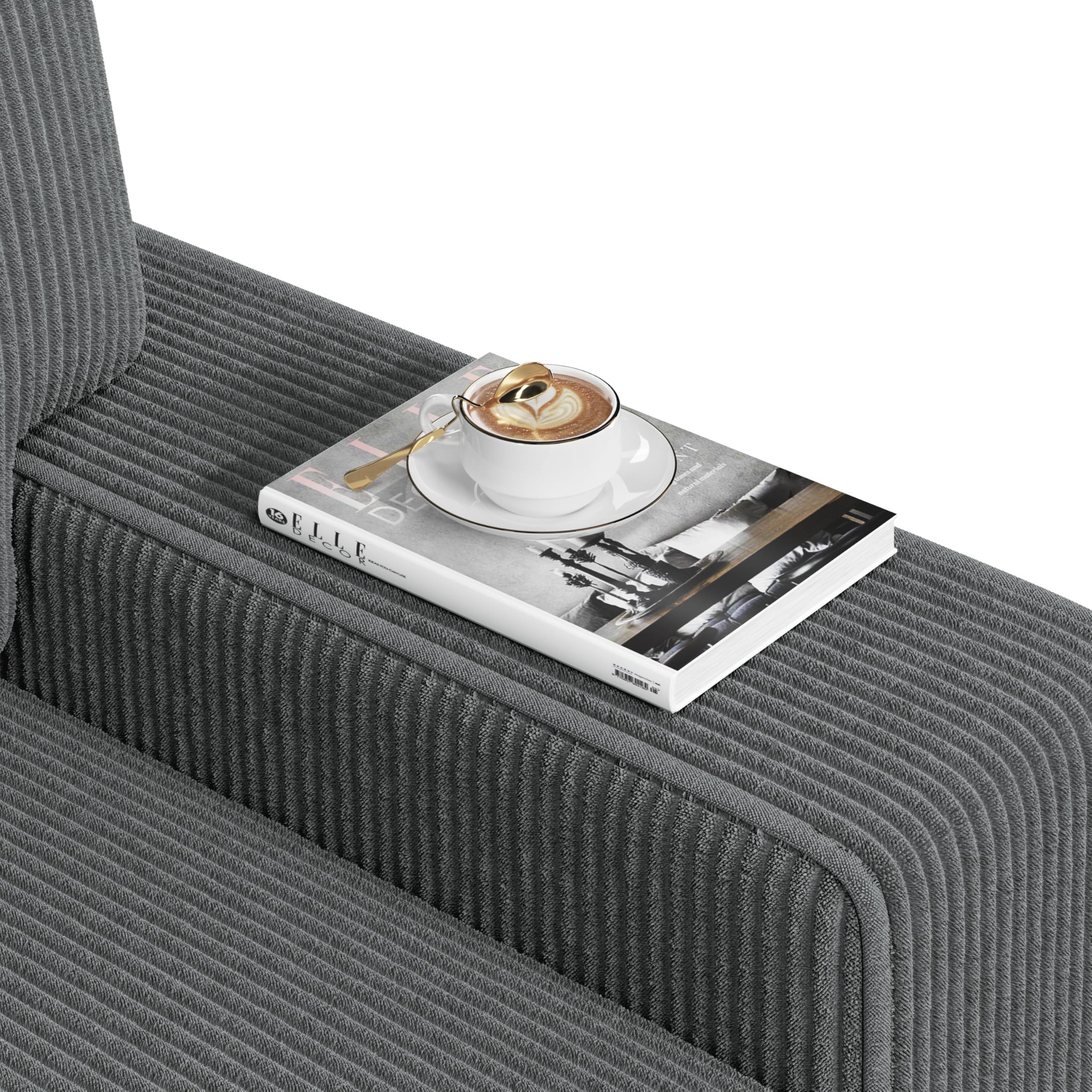 Yaheetech Sofá de 2 Plazas Tapizado de Pana de 212 X 81 cm Sofá con Cojines Extraíbles Sofá Moderno con Reposabrazos Anchos Carga MAX 272 KG para Salón/Dormitorio/Sala de Estar Gris Oscuro