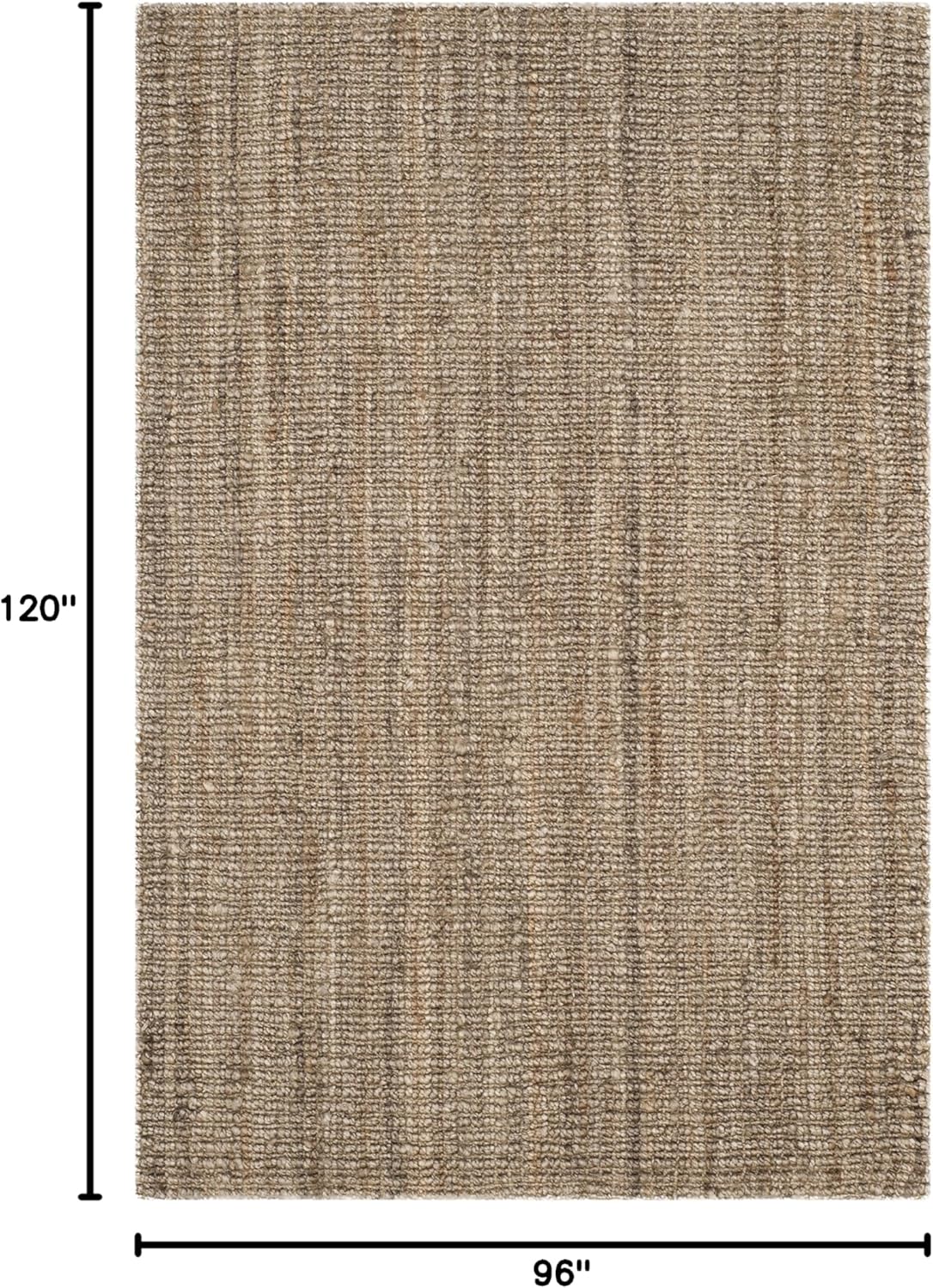 SAFAVIEH Area Rug 8x10 - Natural Fiber Collection - Large - Natural & Grey, Handmade Jute, Farmhouse Style, Chunky Textured Thick Pile (NF447M)