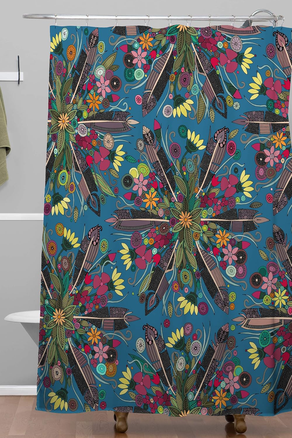 Deny Designs Shanon Turner Bohemian Posy Blue Shower Curtain, 72x69
