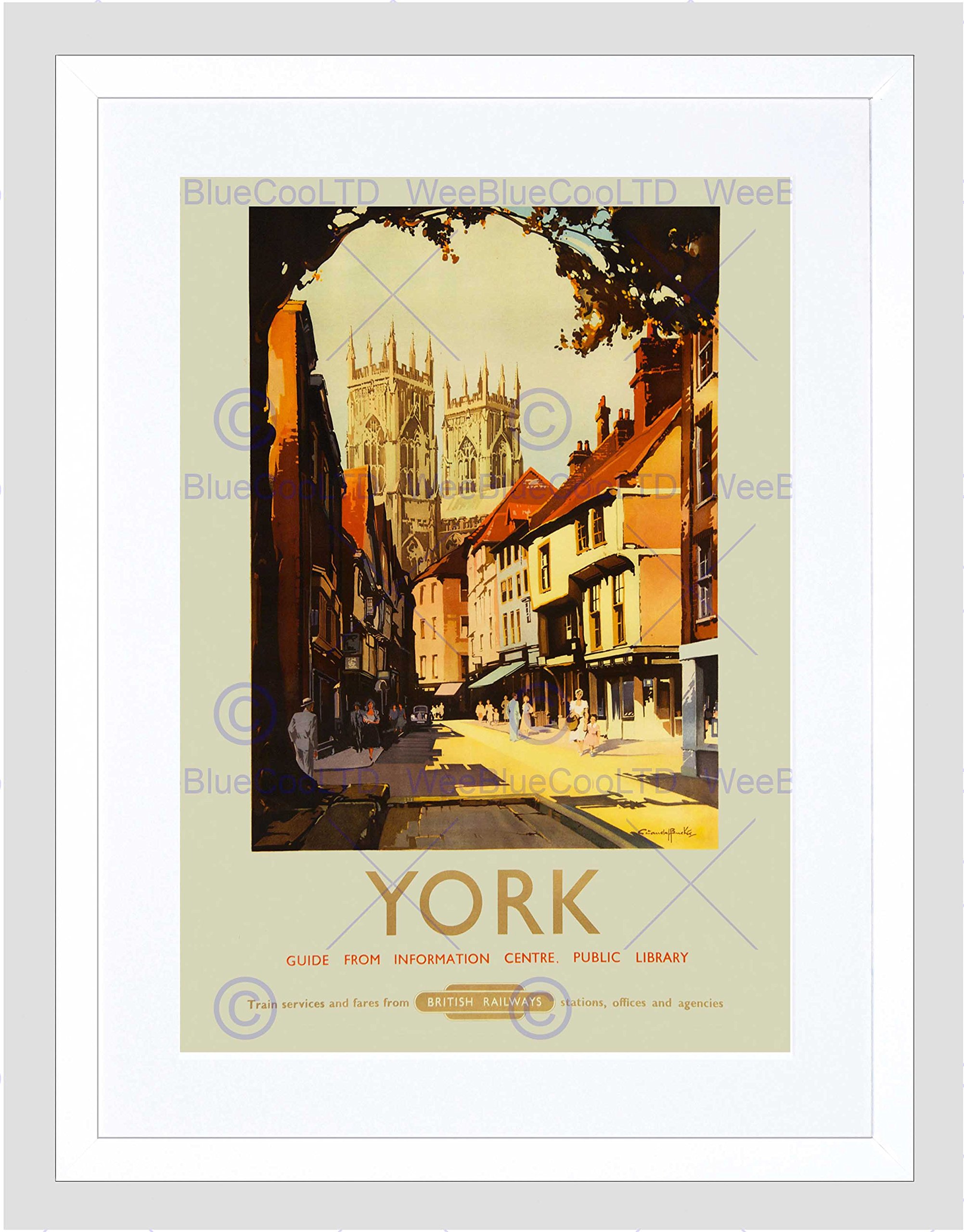 Wee Blue Coo Travel York England UK Cathedral Minster Shambles Rail Train Art Framed Wall Art Print