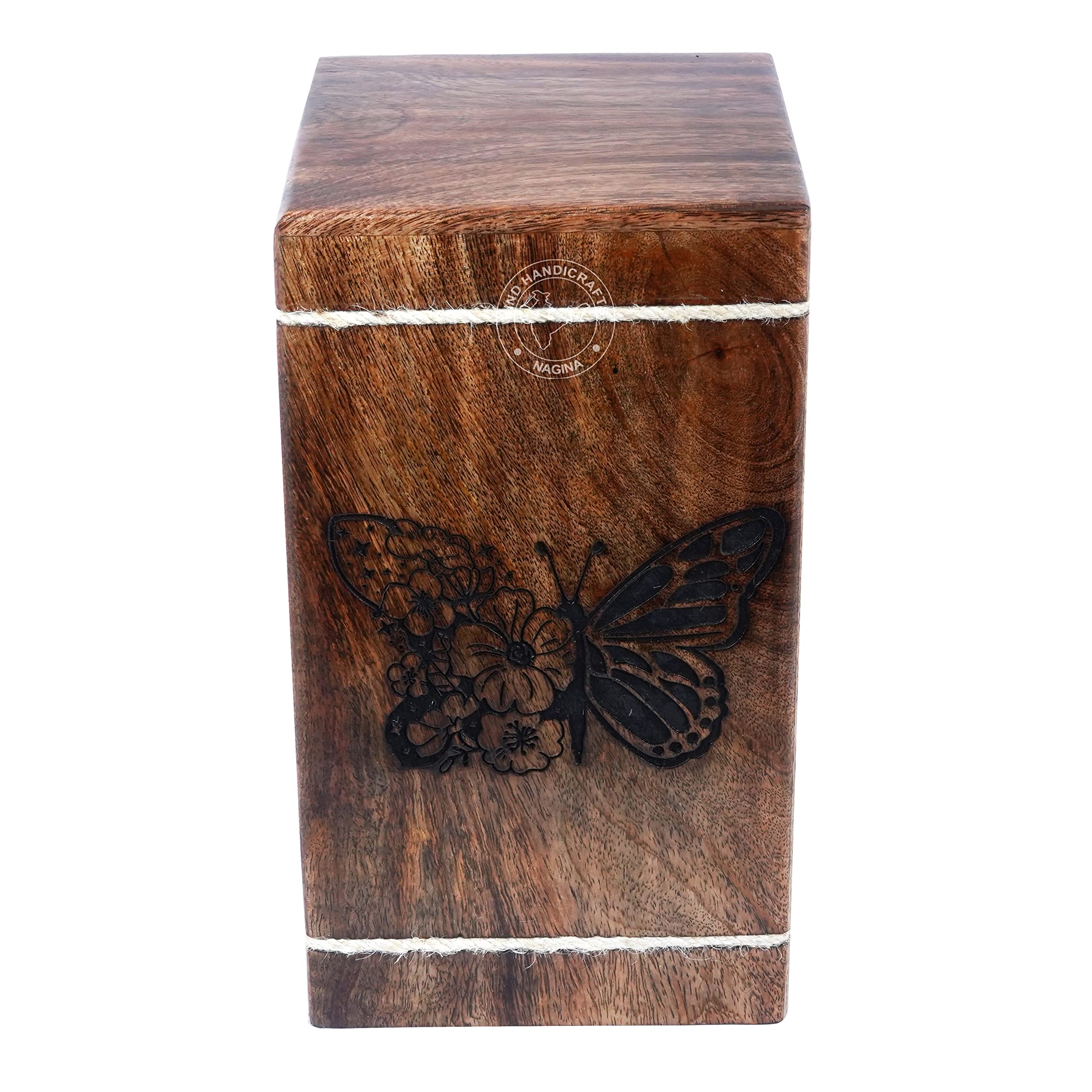 Urne funéraire en bois fabriquée à la main pour cendres humaines pour adulte – Urne funéraire en palissandre pour cendres – Urne funéraire pour Columbarium – Urne funéraire (papillon