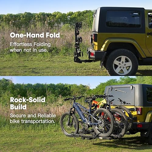 Miniatura 6 de Ebike Rack S3, portabicicletas plegables de capacidad de 300 libras para enganche de remolque, portabicicletas eléctricas pesadas para 3 bicicletas