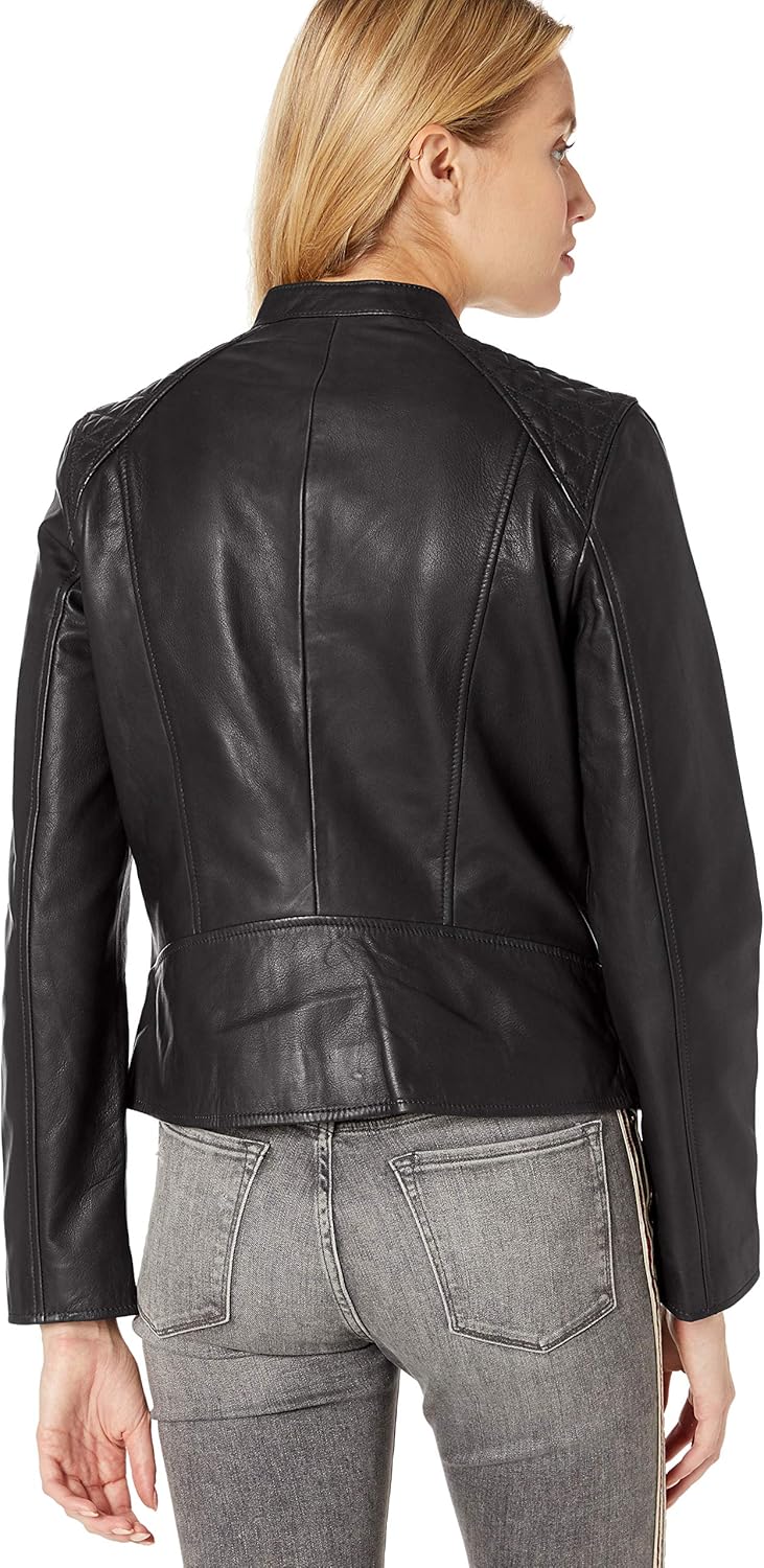 Andrew Marc Women's Goldie Racer Leather Moto Jacket - Image 3