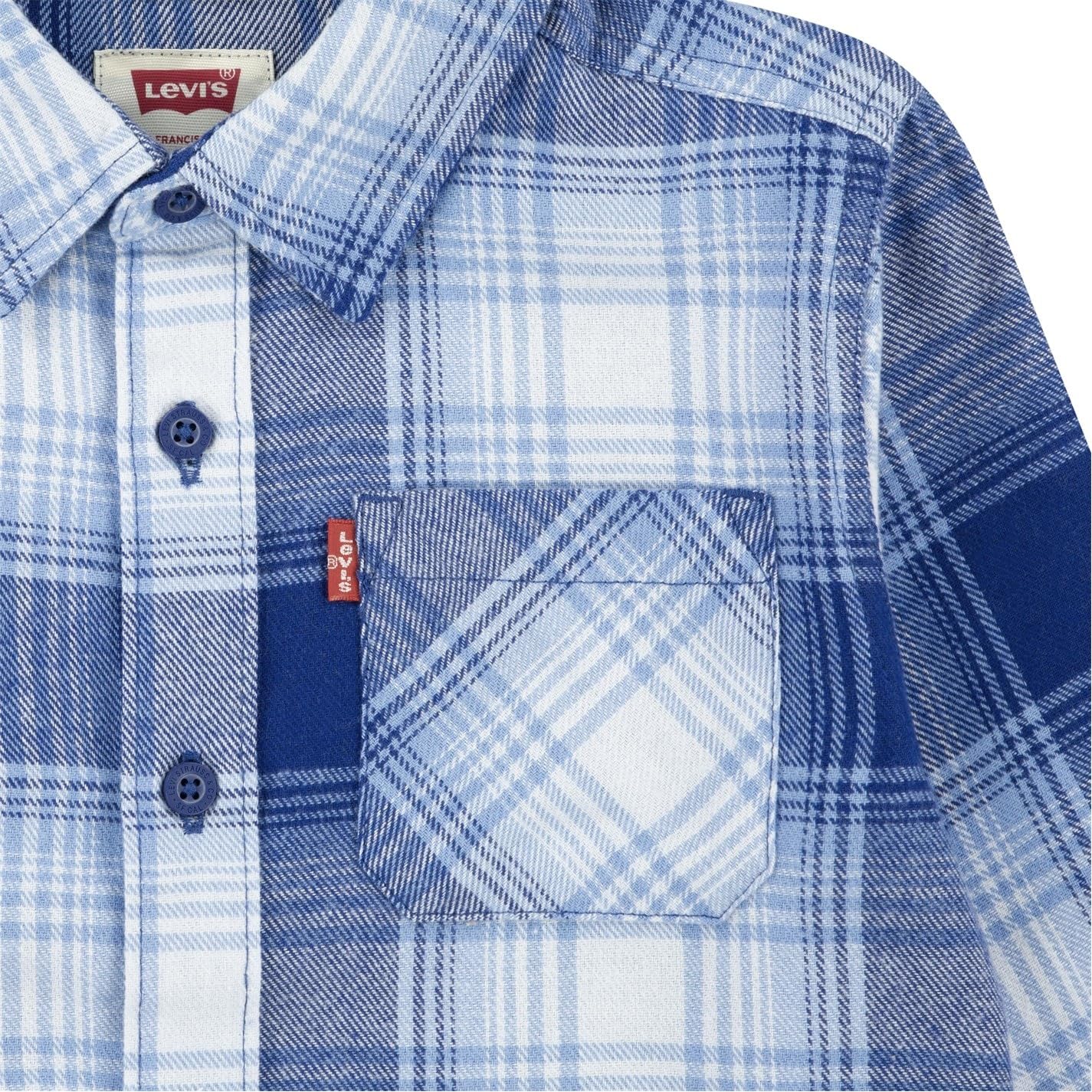 Levi's Kids LVB LS Flannel One Pocket Shirt 9EG893, Camicie Bambino, Sodalite Blue,