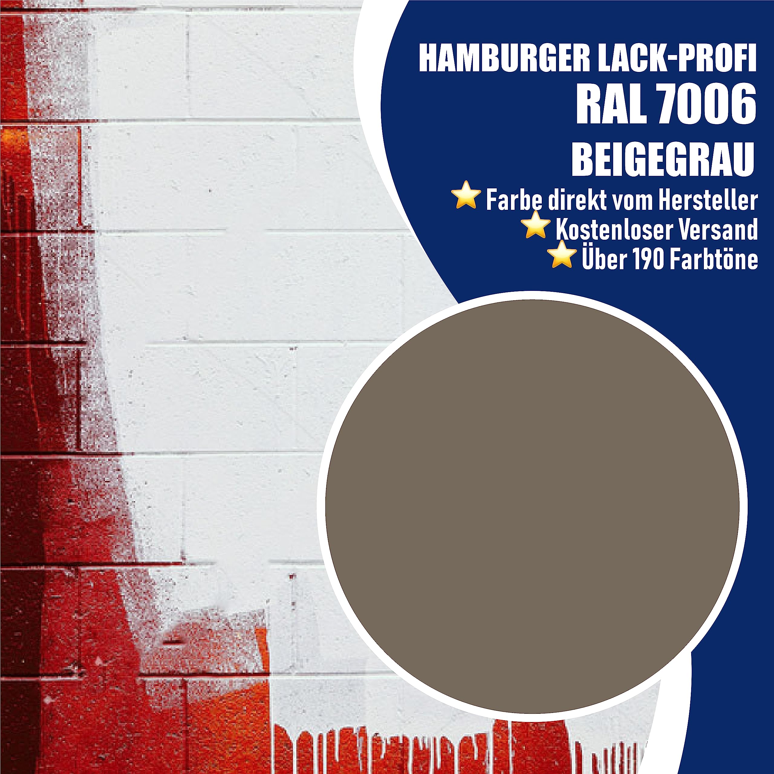 Hamburger Lack-Profi Betonfarbe SEIDENMATT Beigegrau RAL 7006 Grau Bodenfarbe Bodenbeschichtung Betonbeschichtung Fassadenfarbe (1 L)