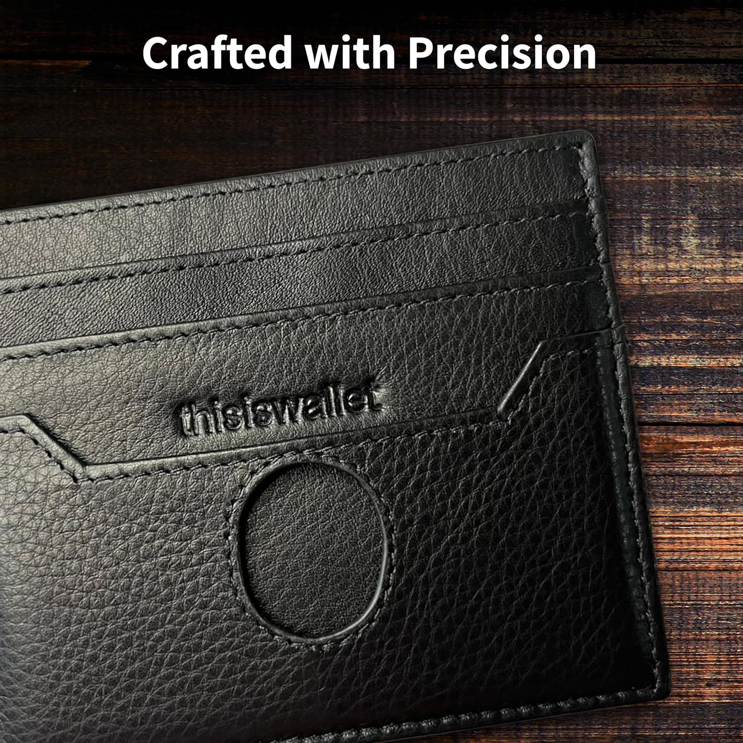 6 Card Minimalist Wallet for Men & Women - Genuine Leather Ultra Thin Black Credit Card Holder - Compatible with Amex Cards - Image 6