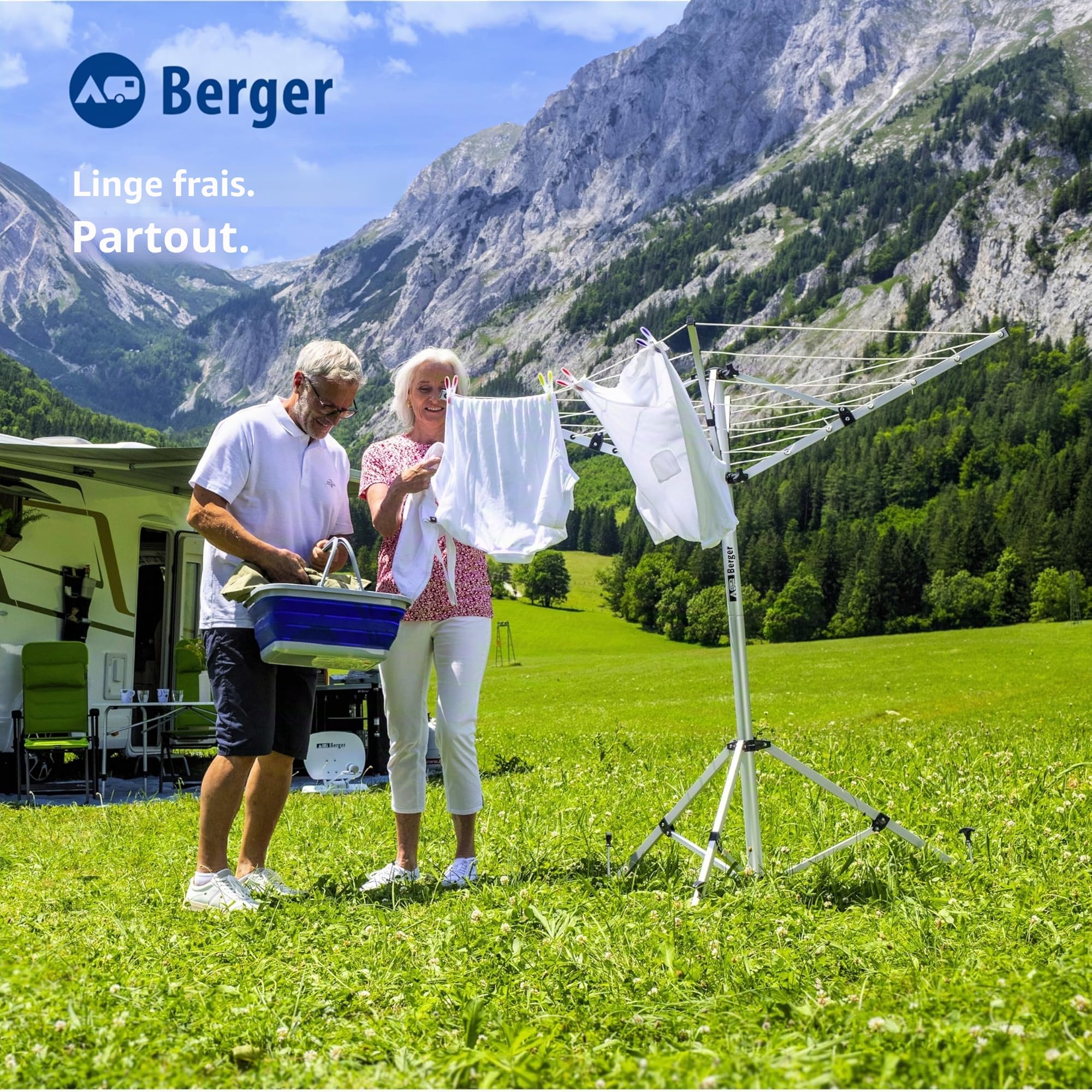 Berger Satellite | Séchoir Parapluie avec trépied Satellite (Argent)