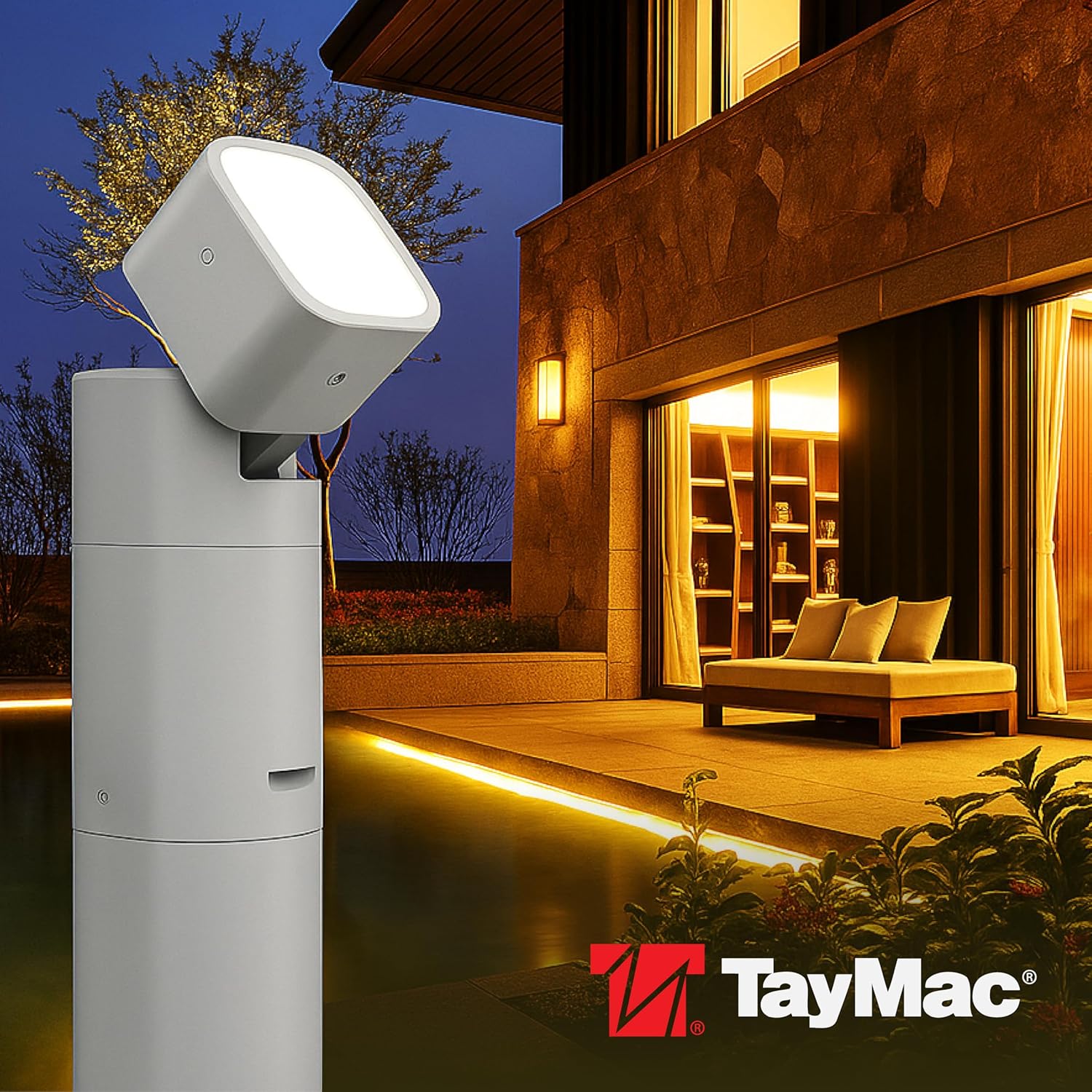 TayMac White Spotlight Slide Cover PPSLW for ParkPost Outdoor Power Enclosure (Required), 2000-Lumen 2700K Polycarbonate Post Cap Light for Garden Decor, Seamless Spot Lighting Accessory