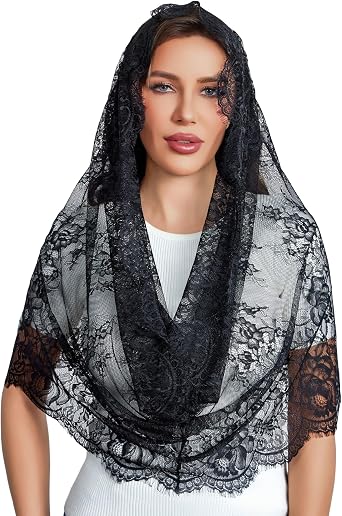 Avidlove Infinity Lace Mantilla Veil Chapel Mass Head Covering Latin Scarf