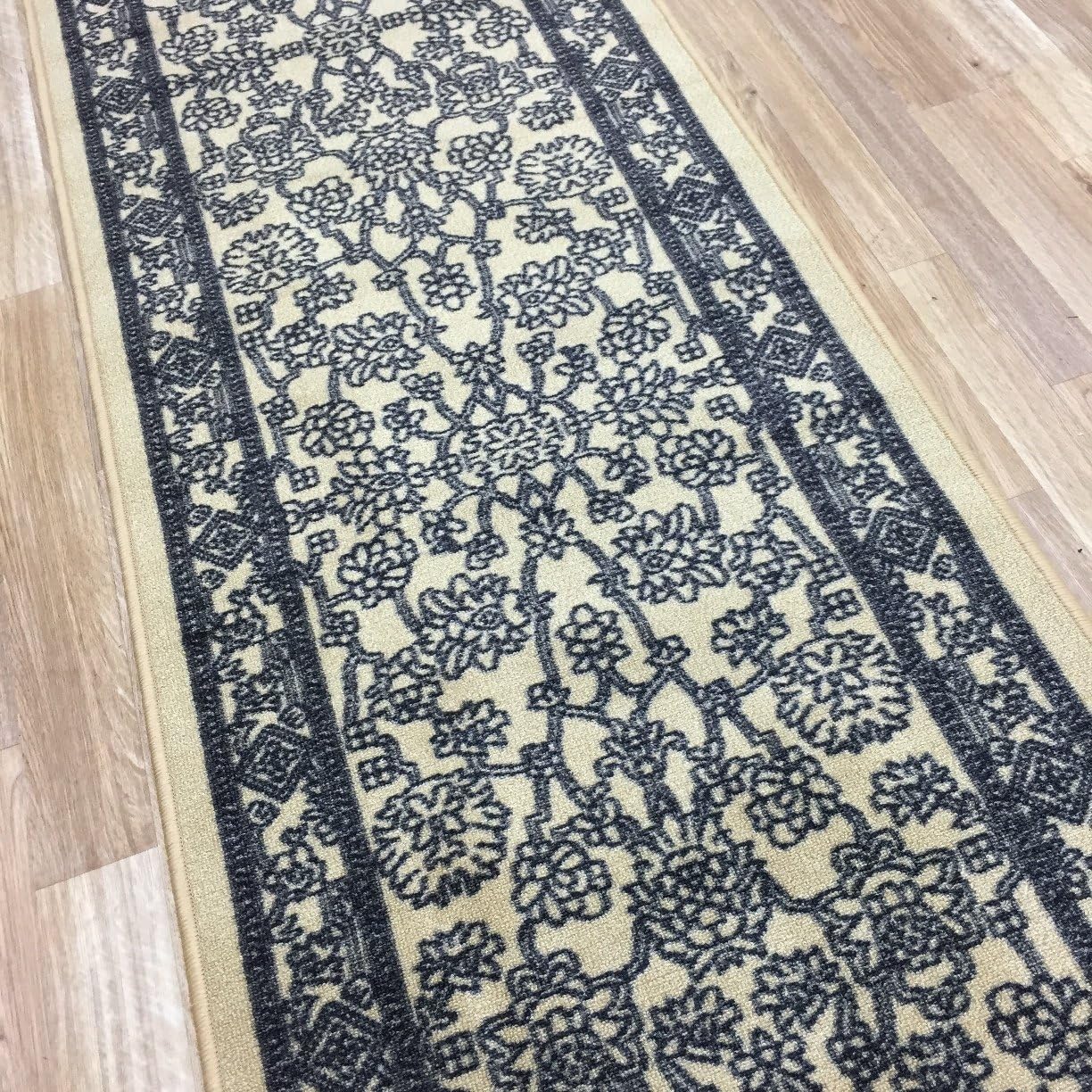 Custom Size Beige Egyptian Print Traditional Persian Rubber Backed Non-Slip Hallway Stair Runner Rug Carpet 22 inch Wide Choose Your Length 22in X 21ft
