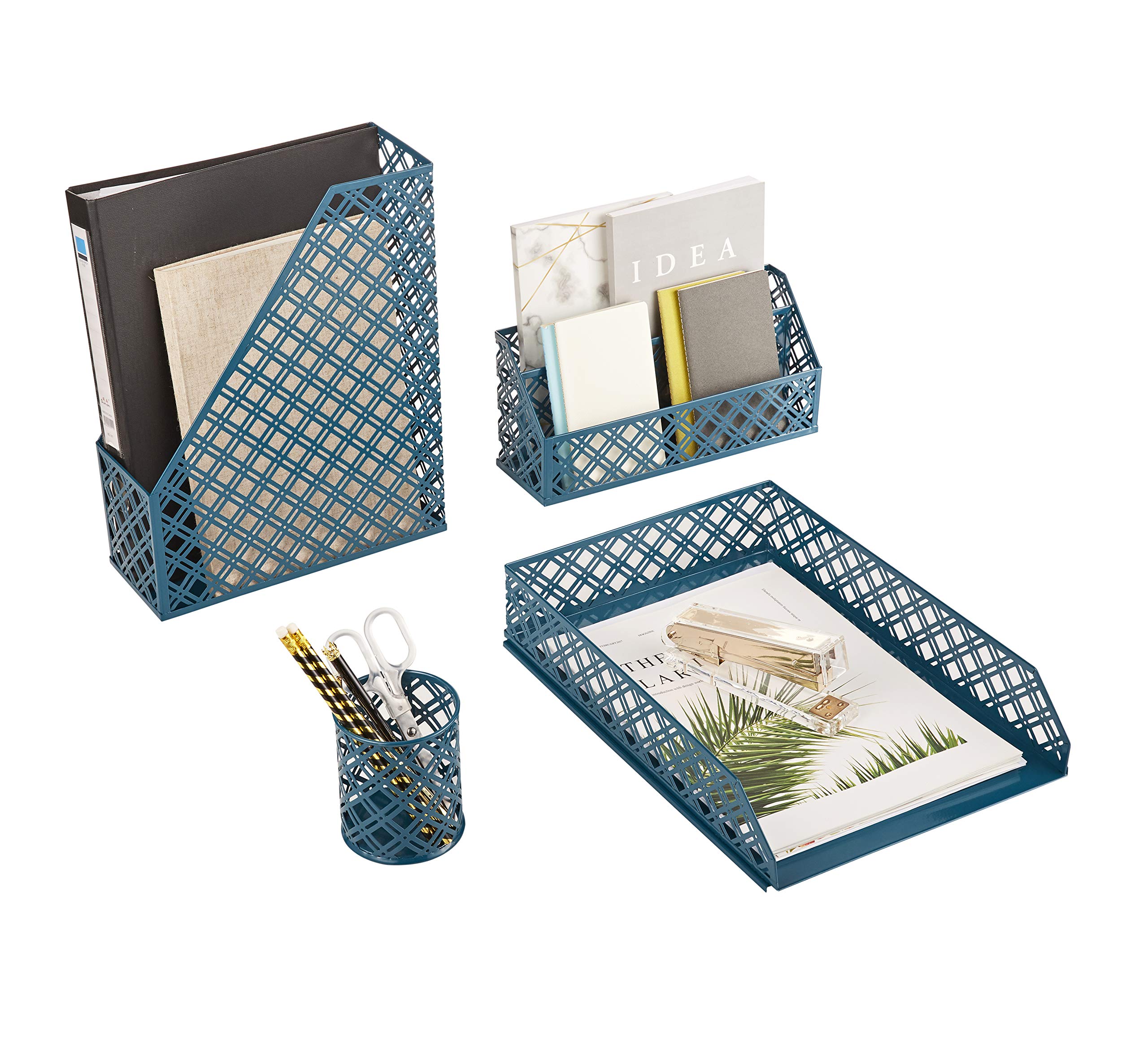 Buy Exerz Desk Organiser 4 Pieces/Office Set/Desktop Metal Mesh Filing