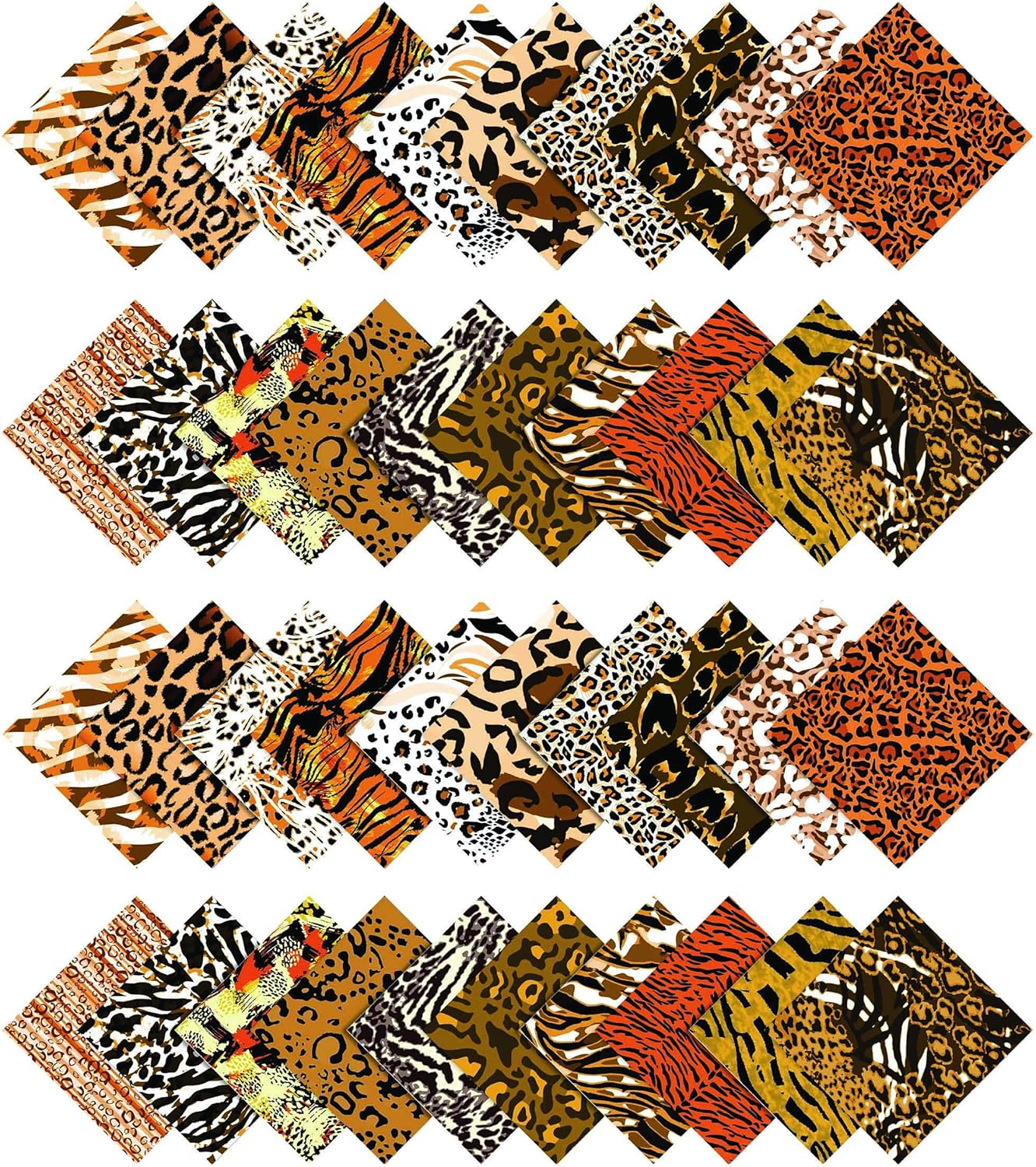 Soimoi 40Pcs Floral Artistic Print Cotton Precut Fabrics for Quilting Craft Strips 2.5x42inches Jelly Roll - Brown
