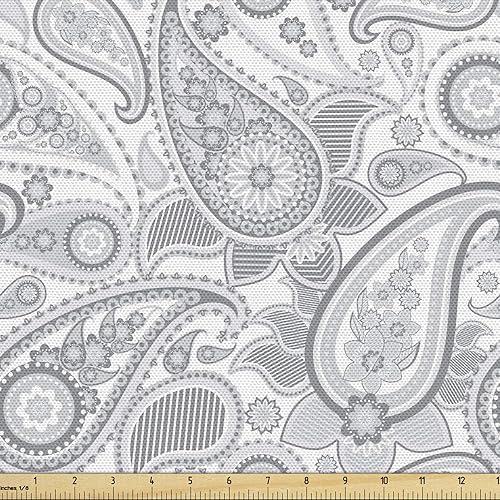 Ambesonne The Yard - Tela de cachemira suave, digital, tradicional, persa ornamentada, con imagen de trazería, tela decorativa para tapicería y