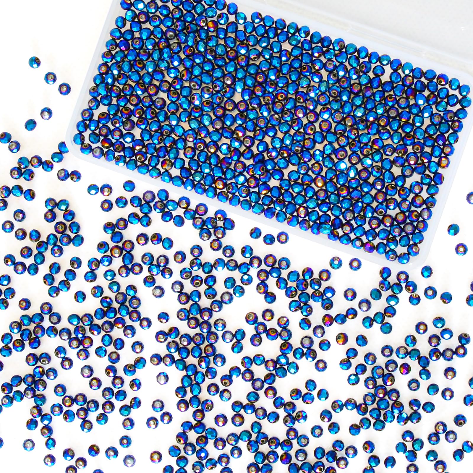 Laopottbeads 1200Pcs 4mm Crystal Glass Beads for Jewelry Making Beads for Bracelets Necklace Pendants Making Supplies(Peacock Blue) โ image 1