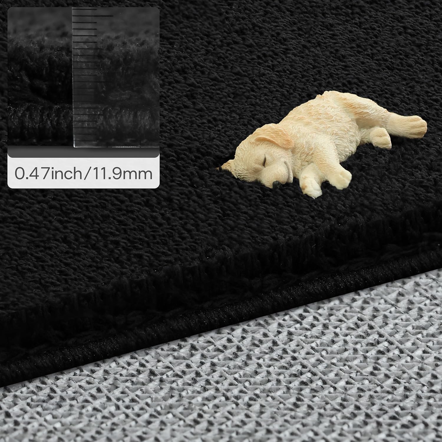 Solid Washable Area Rug - 8x10 Medium Pile Faux Cashmere Carpet for Living Room Bedroom, Black - Image 7