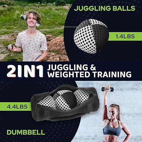 Miniatura 2 de Pelotas para malabarismo Speevers, 3 pelotas para principiantes y profesionales, 14 colores disponibles, 2 capas de red y funda de transporte,