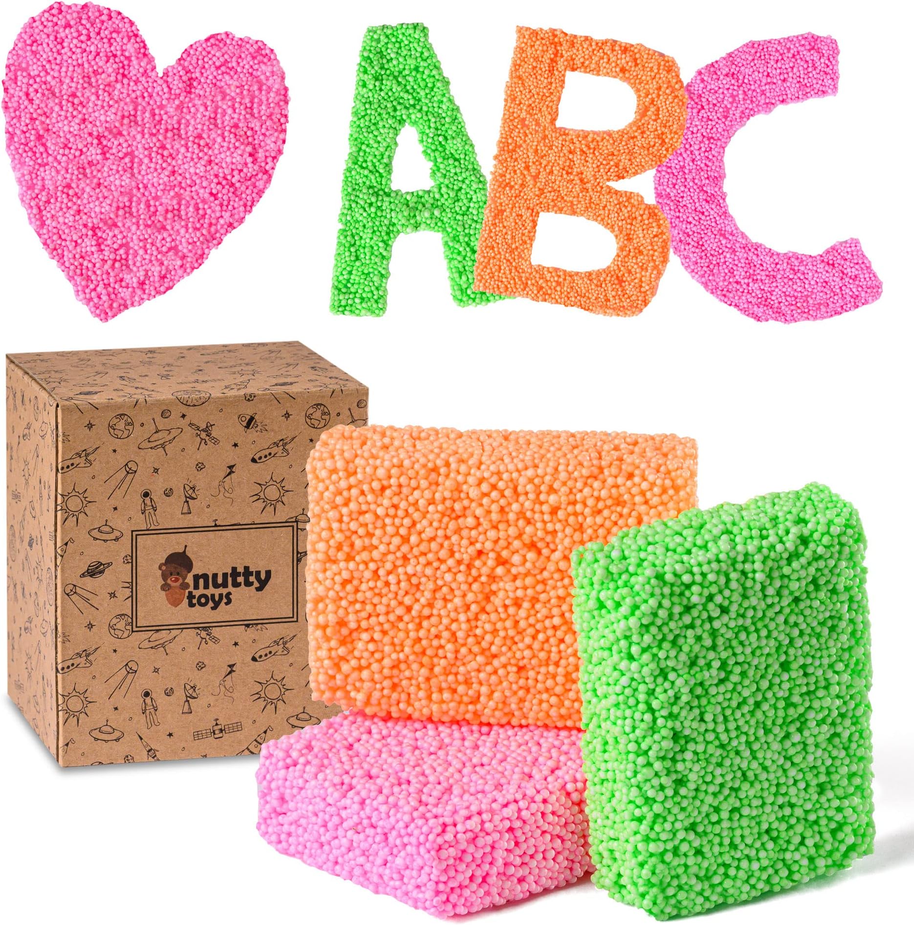 Nutty Toys Sensory Foam for Kids Play - Mess Free, Non-Drying Modeling Foam, Top Birthday Gifts Ages 3 4 5 6 7 8 Year Old, Best Boy & Girl Christmas Toddler Stocking Stuffers Present Idea 2023
