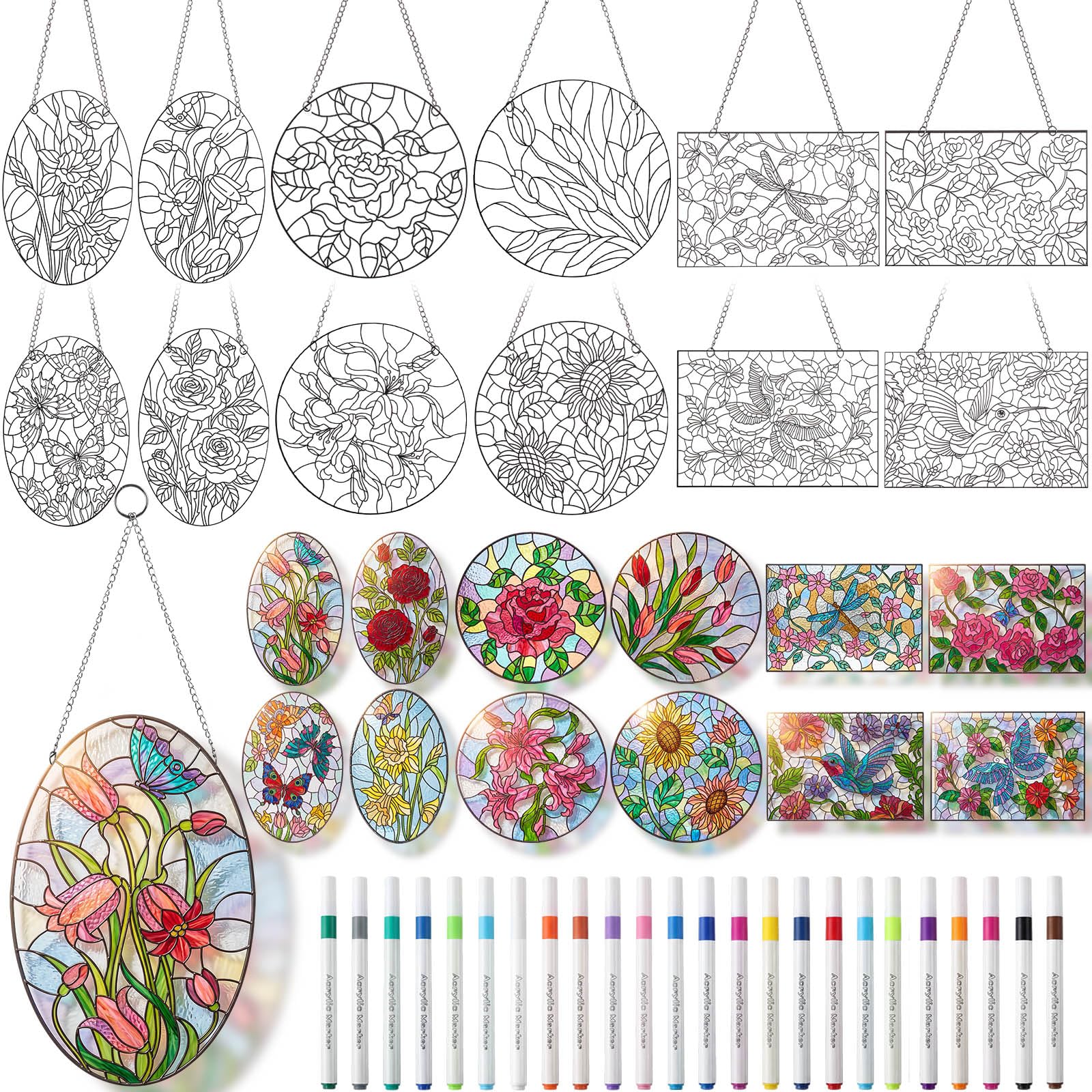 DIY Suncatcher Crafts Kit - Paint Floral Window Art -11