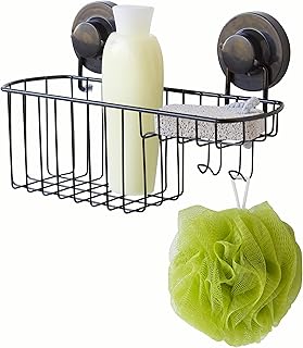 GELCO Design FIX Porte Eponge / Panier et Crochets, Métal, Noir, 11.5 x 28 x 13 cm 709397