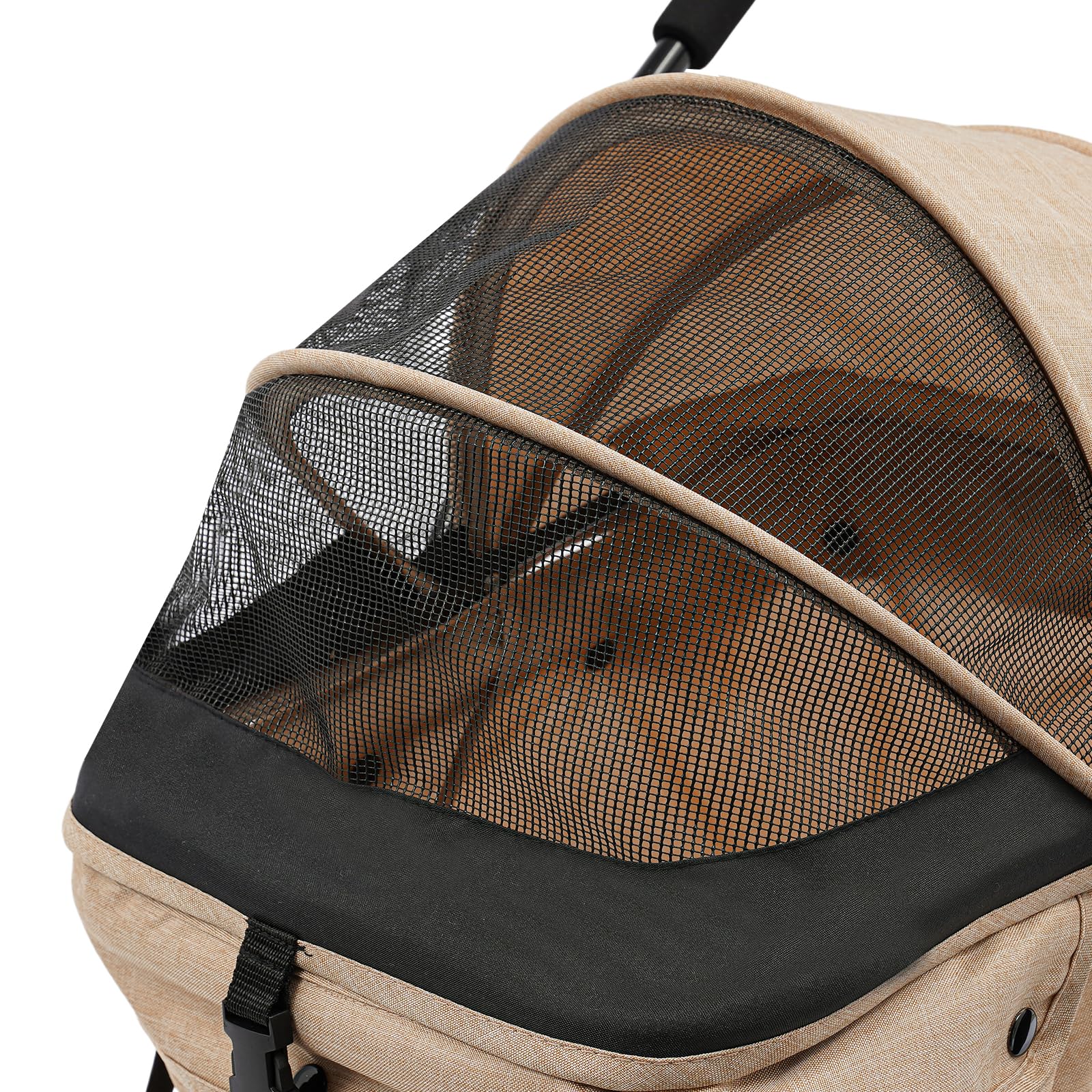 Passeggino doppio per cani pieghevole a 2 piani per cani e gatti fino a 20 kg, passeggino portatile per animali domestici con finestre a rete (kaki)