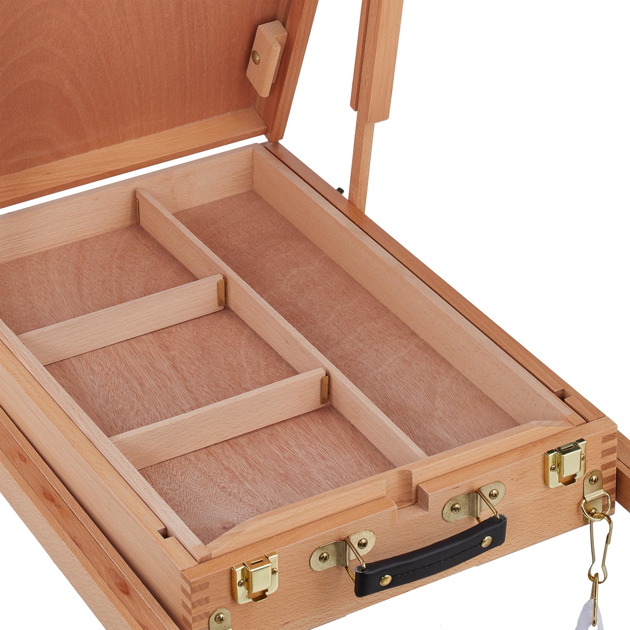 Relaxdays Caballete Portátil de Madera, para Adultos, Altura e Inclinación Regulables, Tablero XL con Cajón, Natural