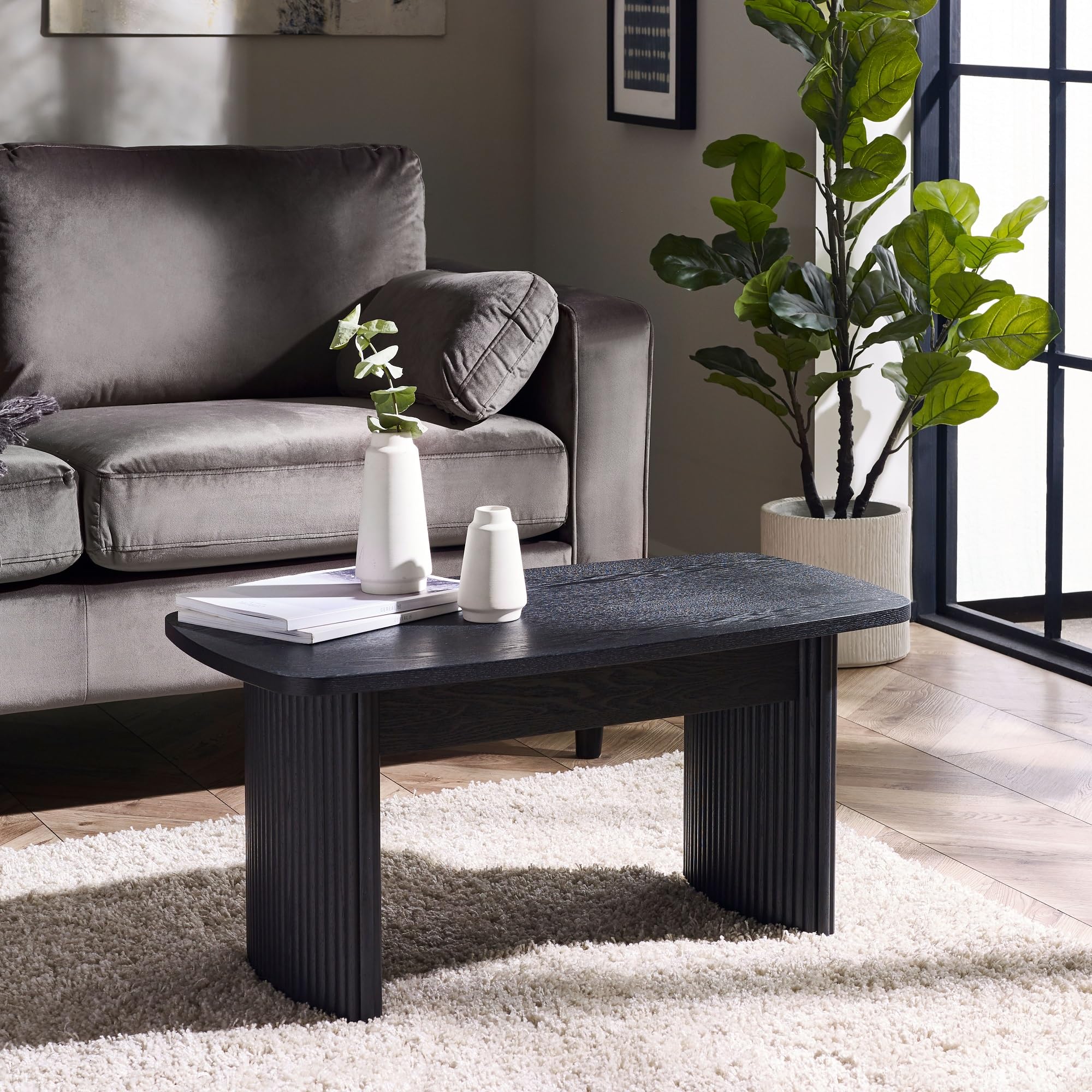 Julian Bowen - Louis Coffee Table - Fluted Design - Black