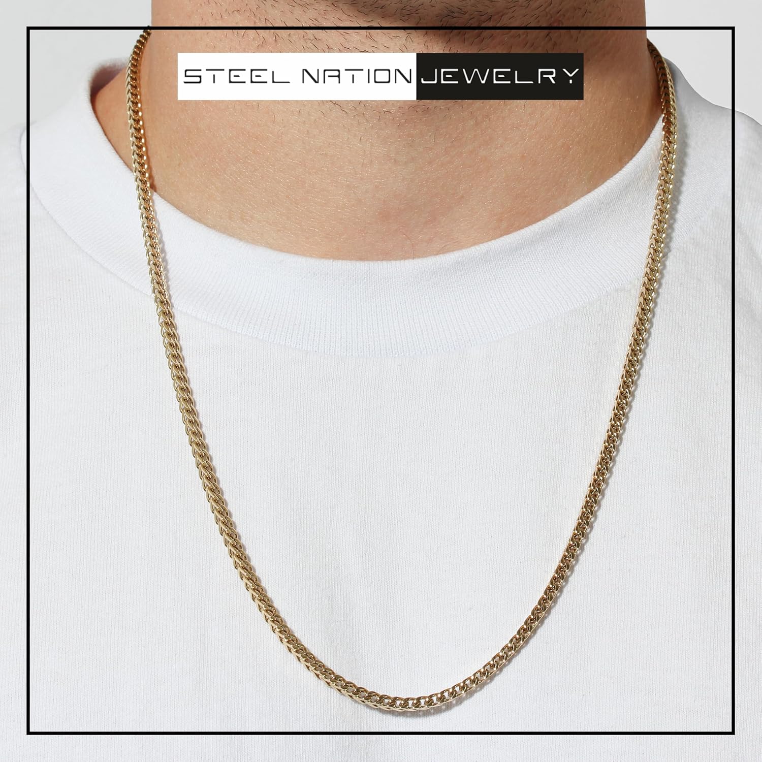 Men's Stainless Steel Franco Link Chain Necklace Choice of Size and Colors image 2